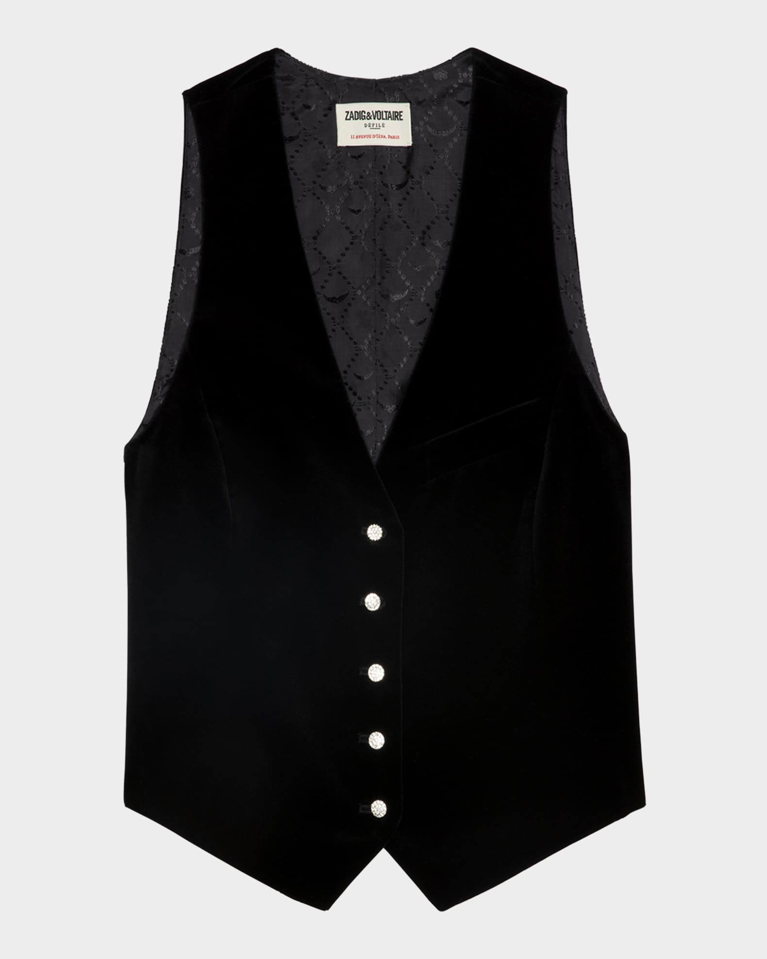 Emaux Velvet Embellished Button-Front Vest 0