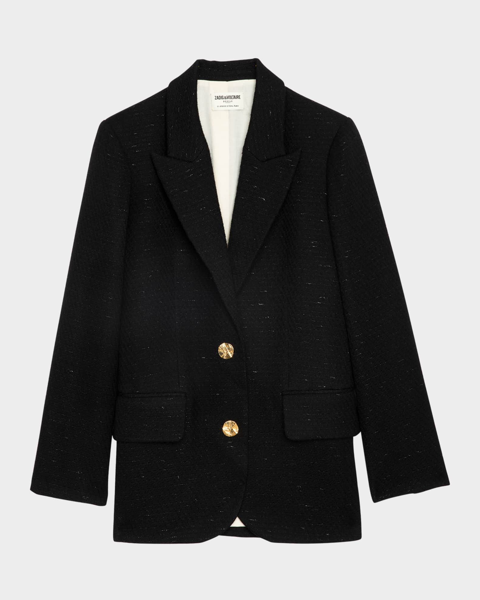 Vicka Single-Breasted Tweed Blazer