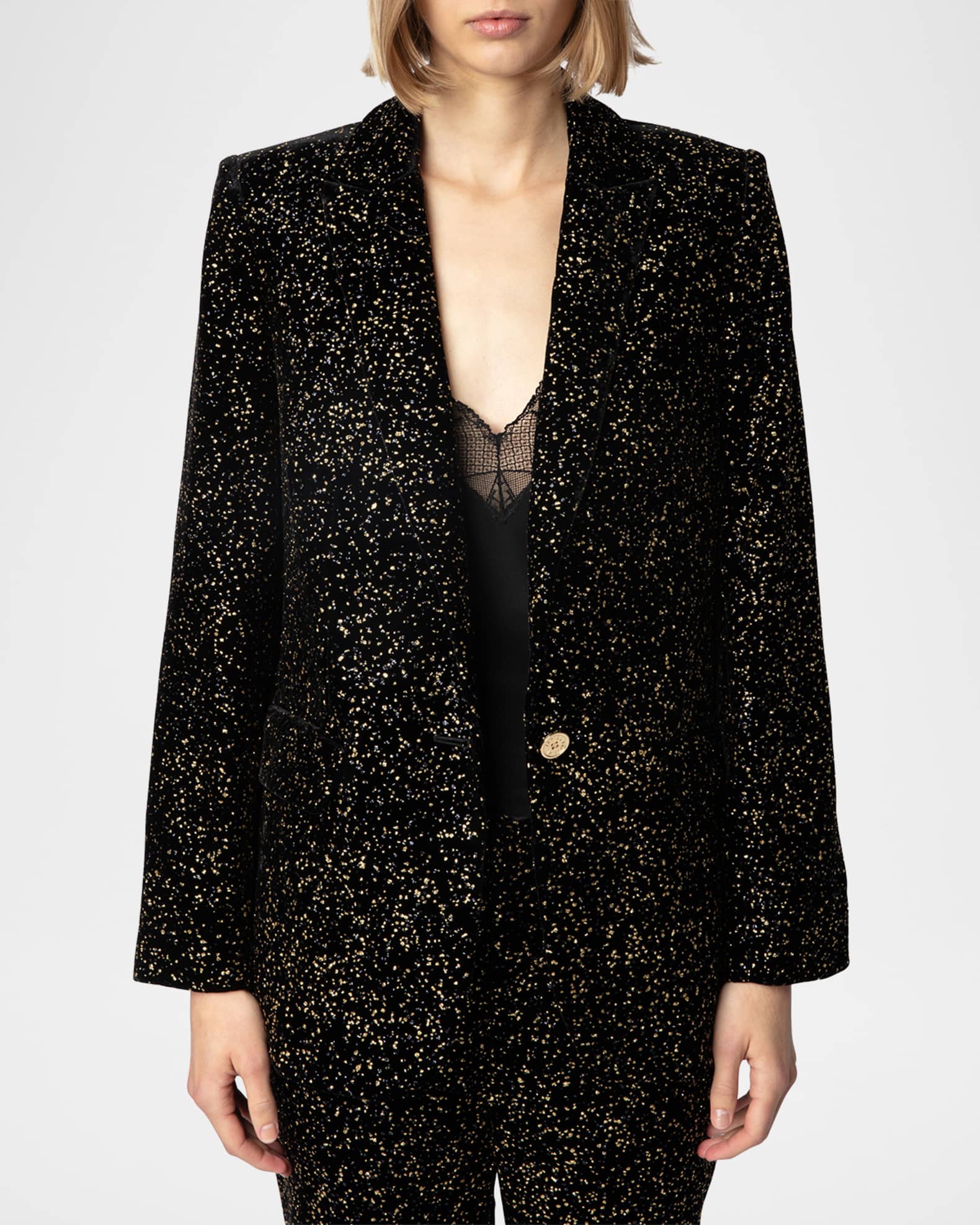 ジャケット Glittered Velvet Double Breasted Blazer Zadig & Voltaire Valse Glitter Dots Velvet Blazer | Neiman