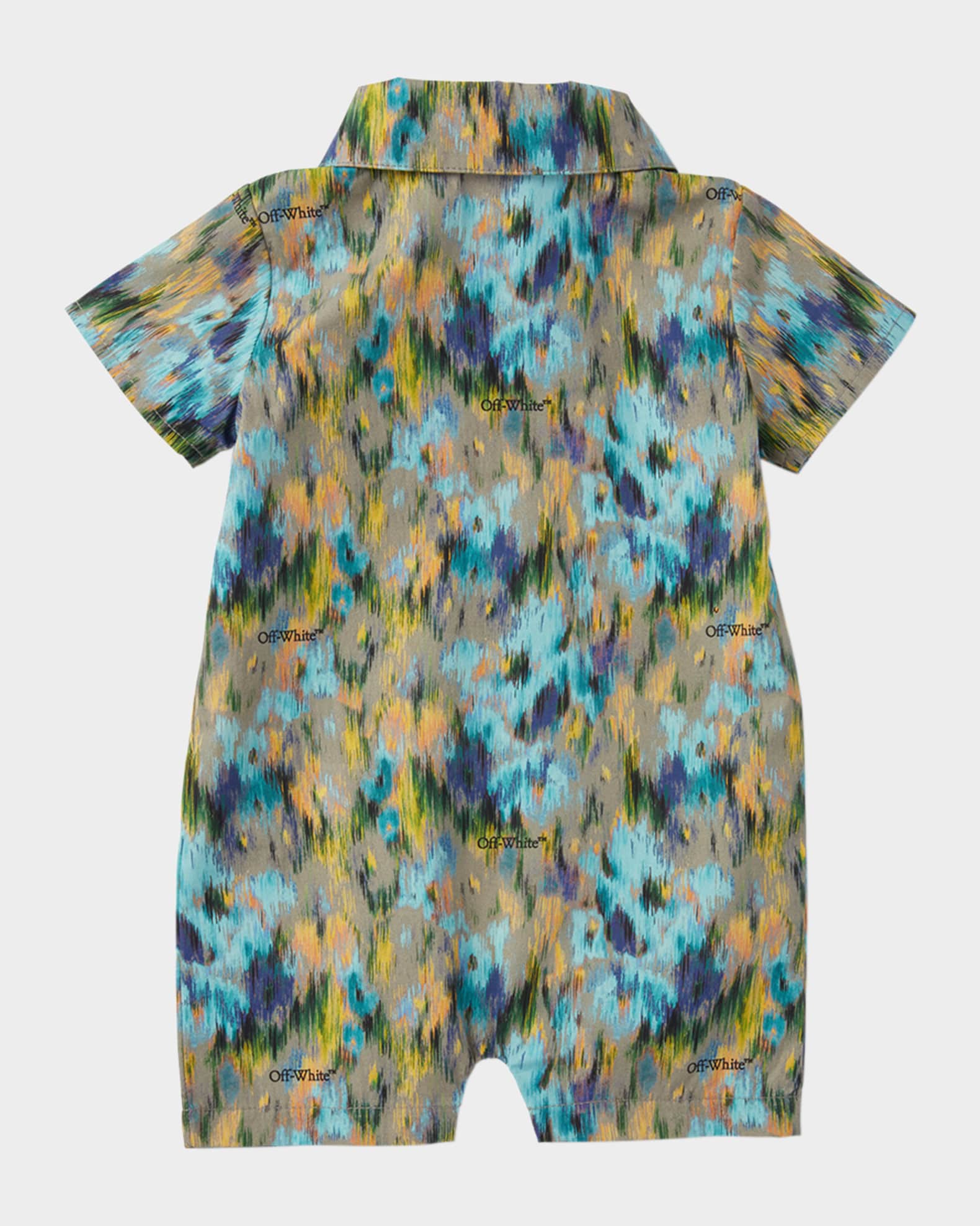 Boy's Watercolor Logo Cotton Romper, Size 3M-18M 1