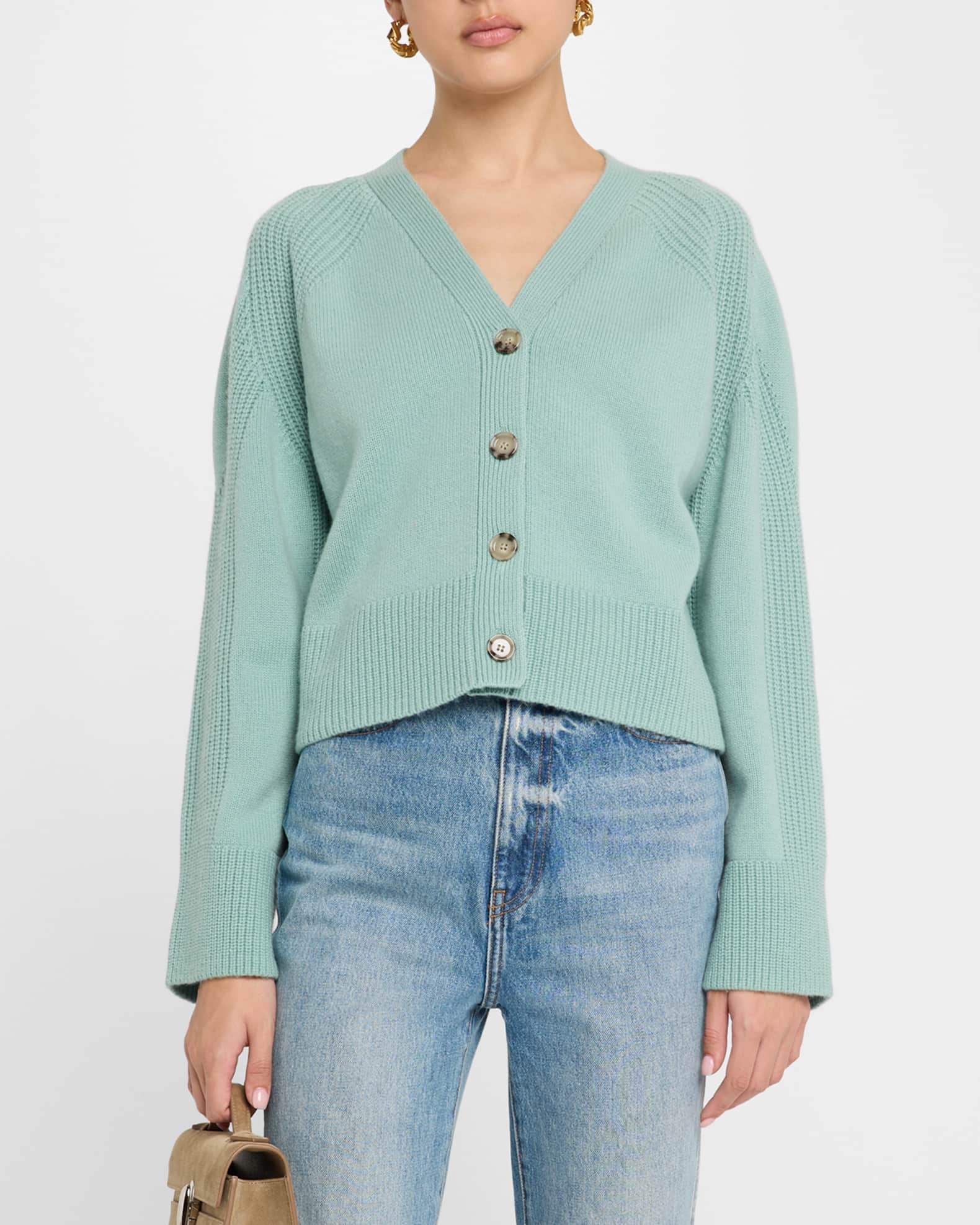 ALLUDE V-Neck Wool Cashmere Cardigan | Neiman Marcus