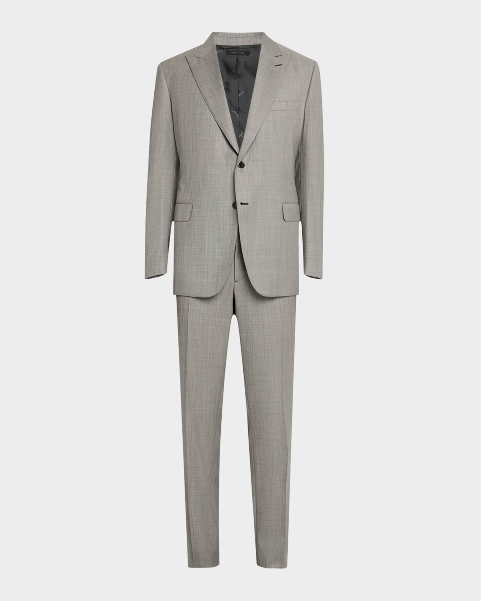 Men's Wool Sharkskin Suit 0