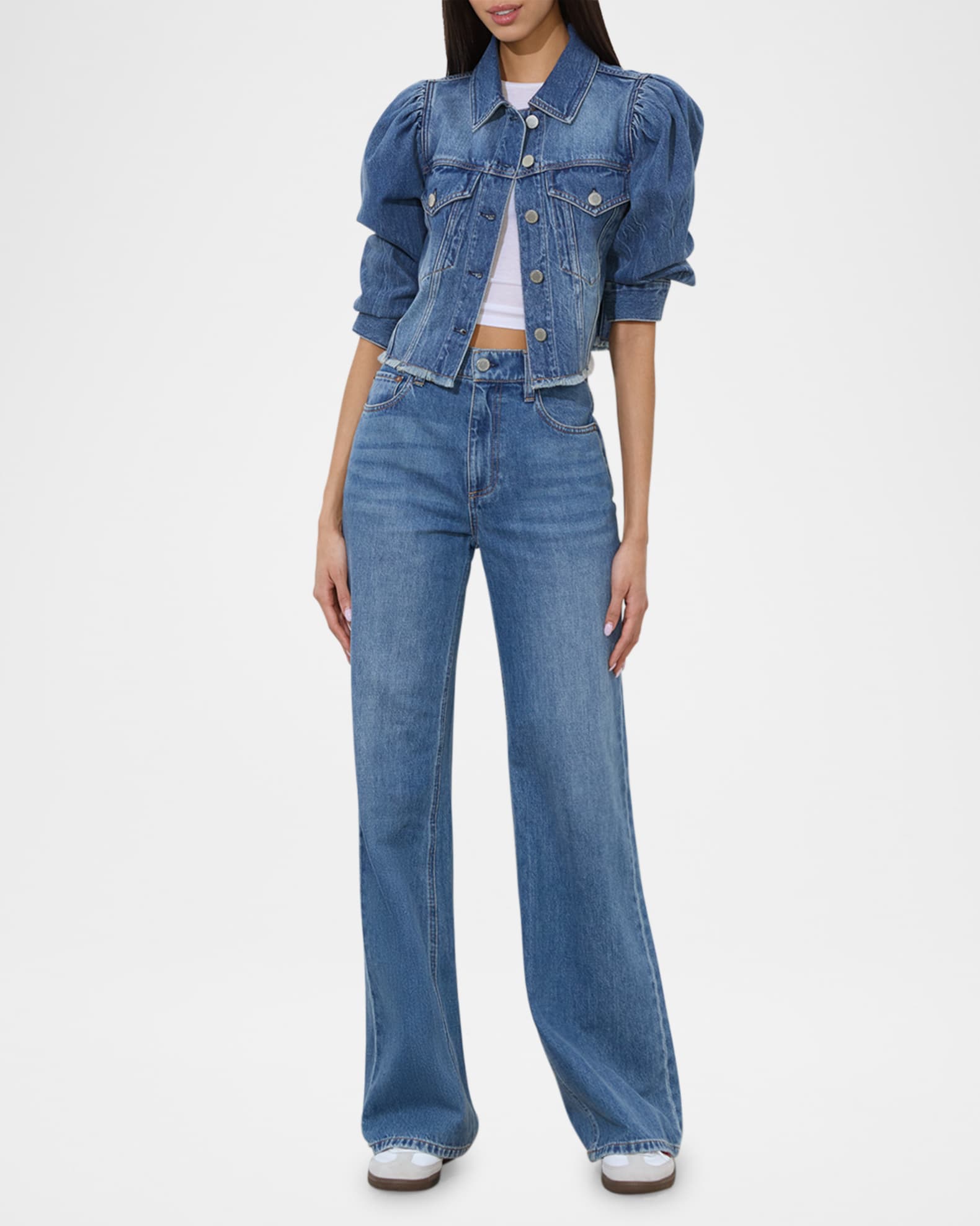 Lana Puff-Sleeve Denim Jacket 0