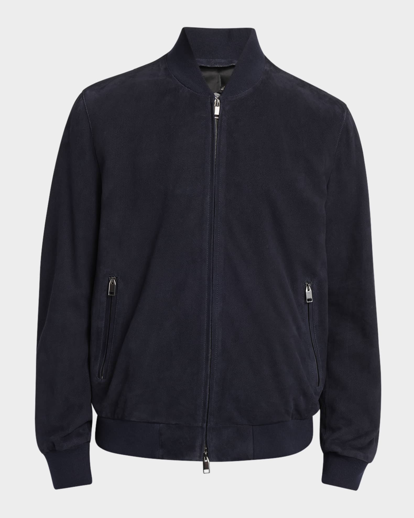 Men's Perferated Suede Bomber Jacket 0