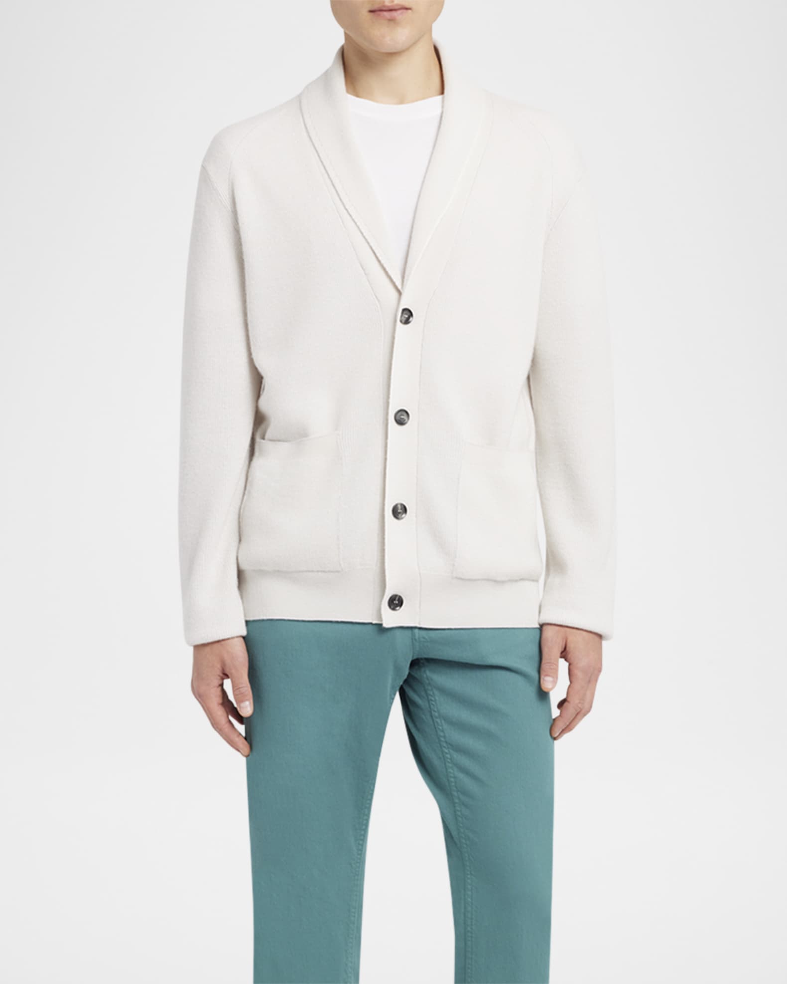 Men's Cashmere and Wool Ribbed Cardigan 1