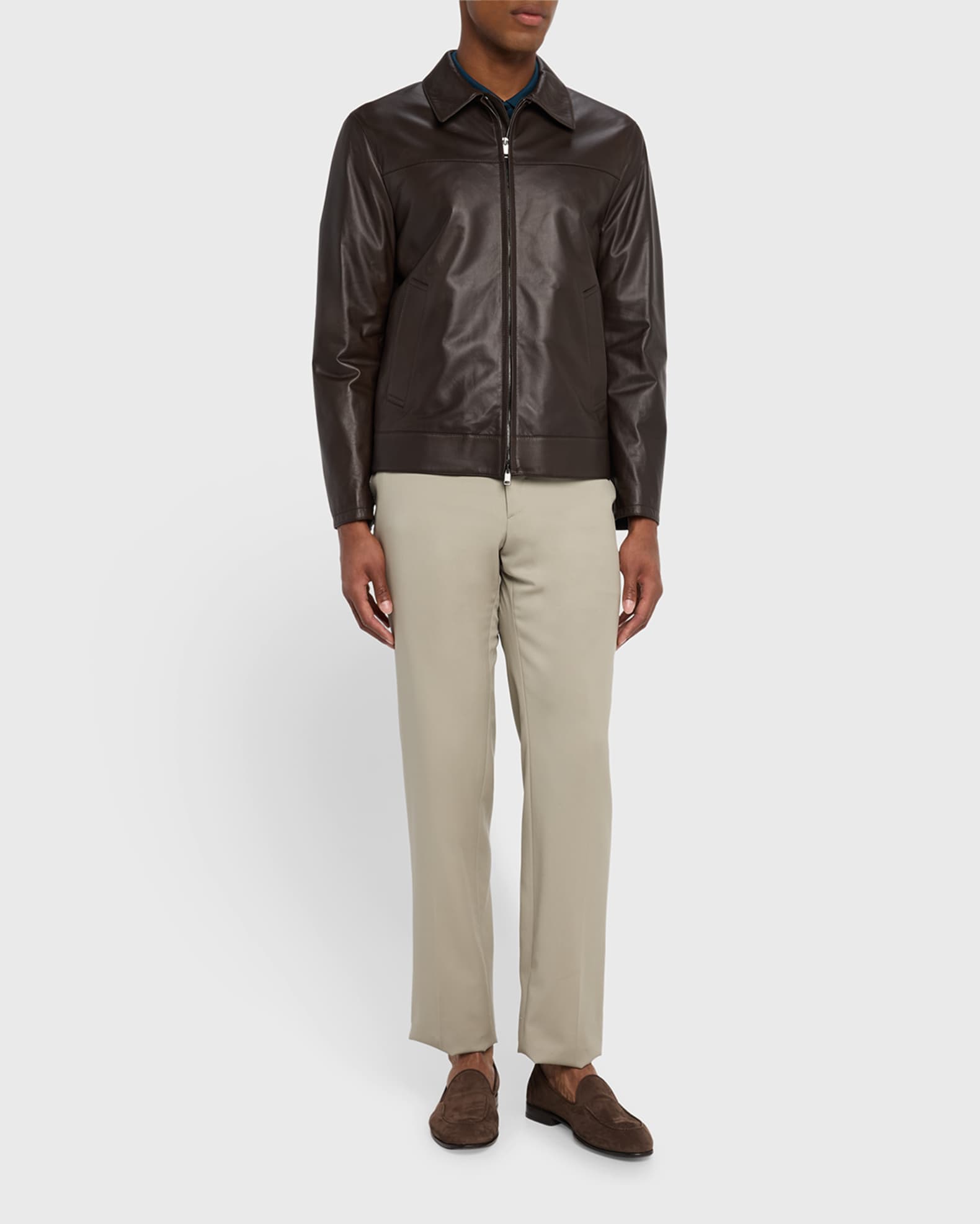 Brioni Men's Leather Bomber Jacket | Neiman Marcus