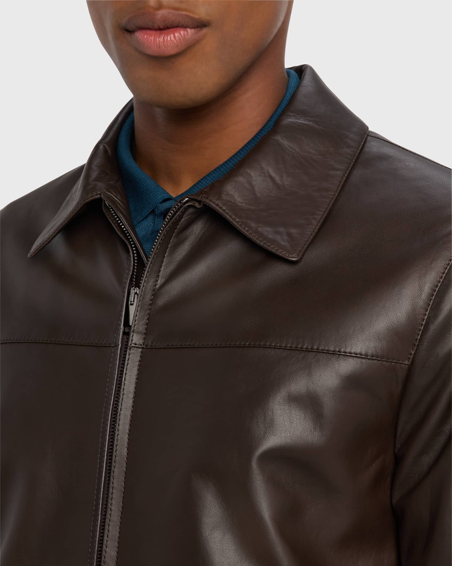 Brioni Men's Leather Bomber Jacket | Neiman Marcus