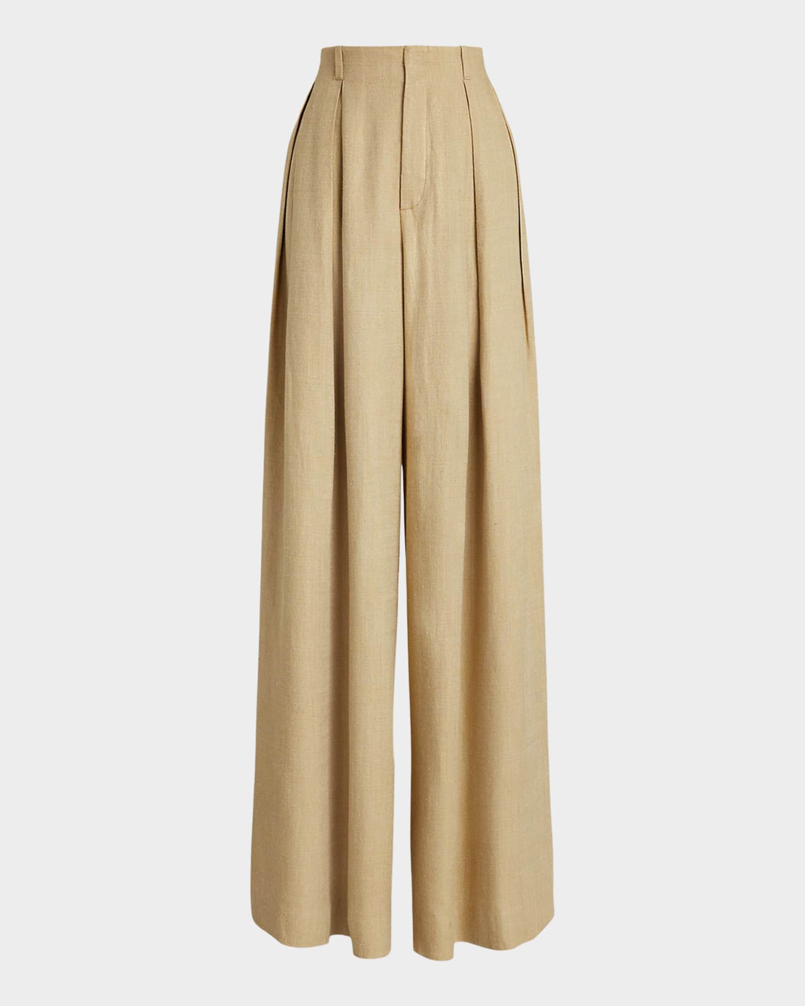 Greer Silk-Linen Twill Pleated Pants 0