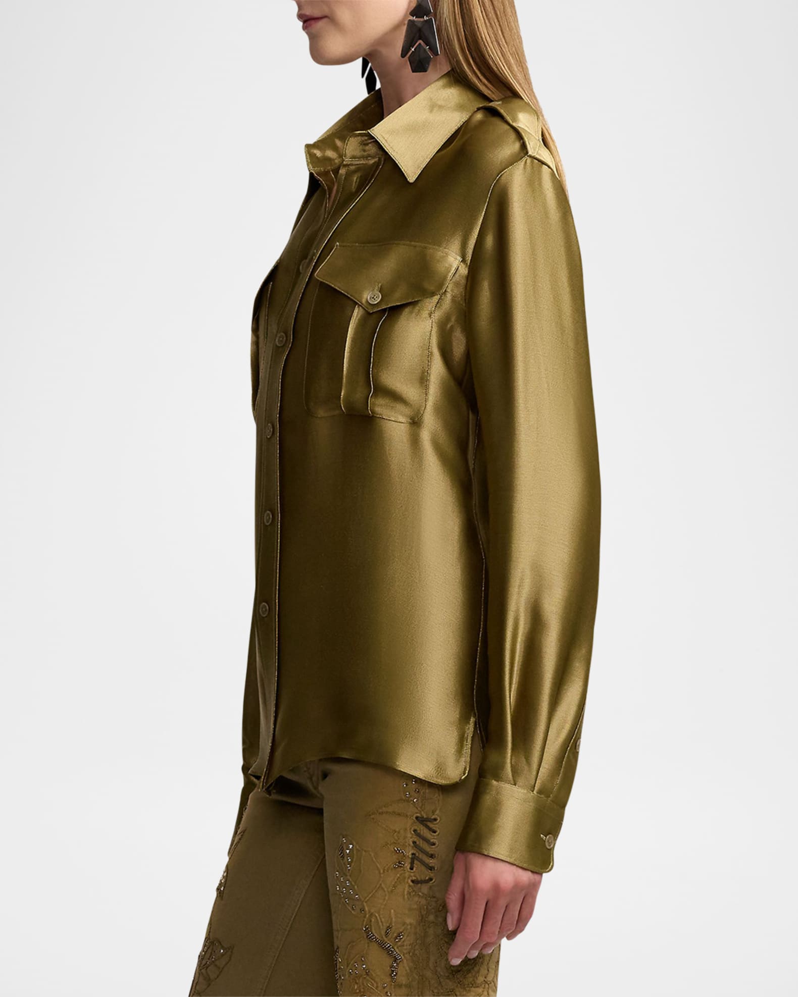 Ralph Lauren Collection Natalie Metallic Satin Shirt