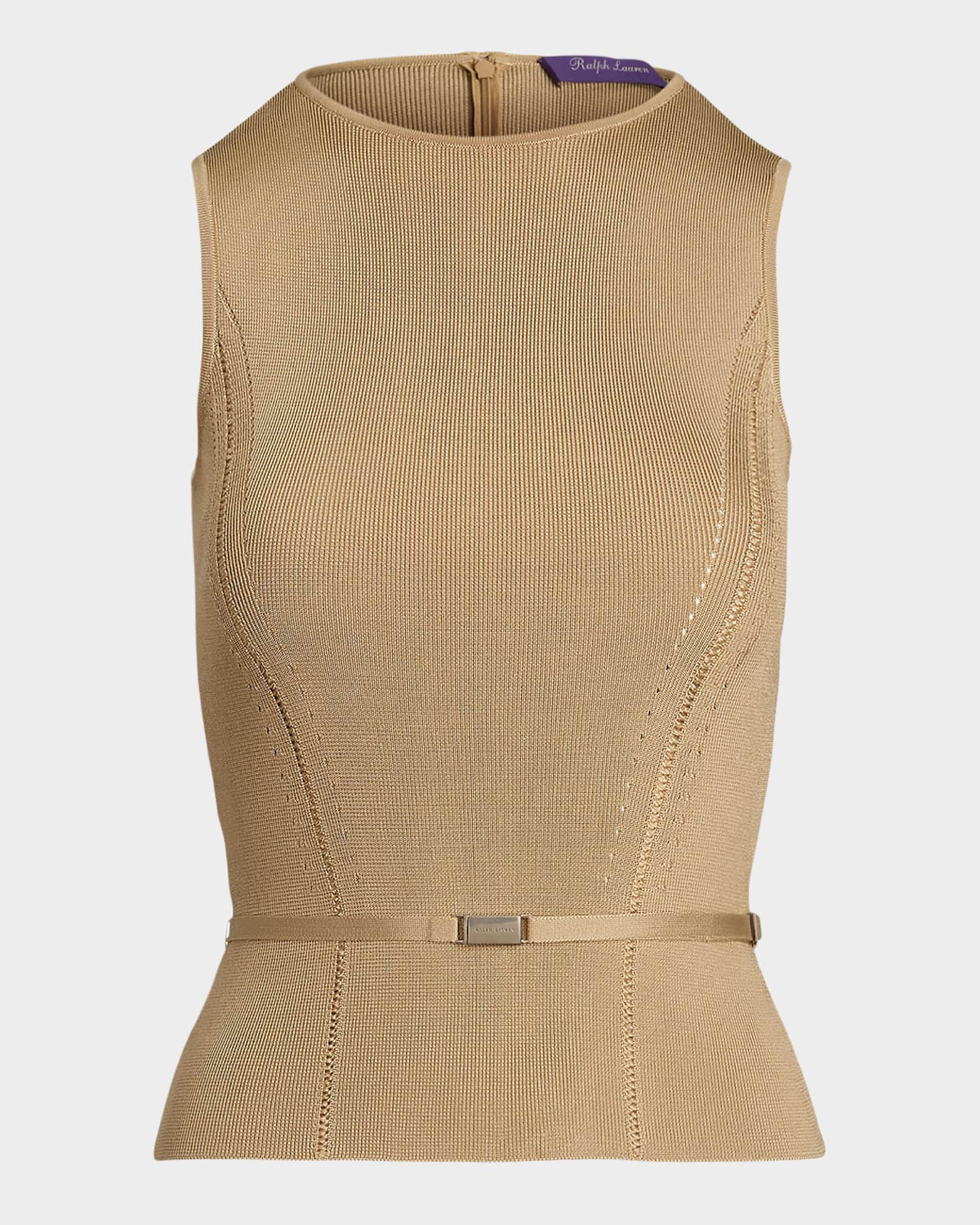 新到着 Belted Collection Lauren Ralph Stretch Sleeveless Silk トップス
