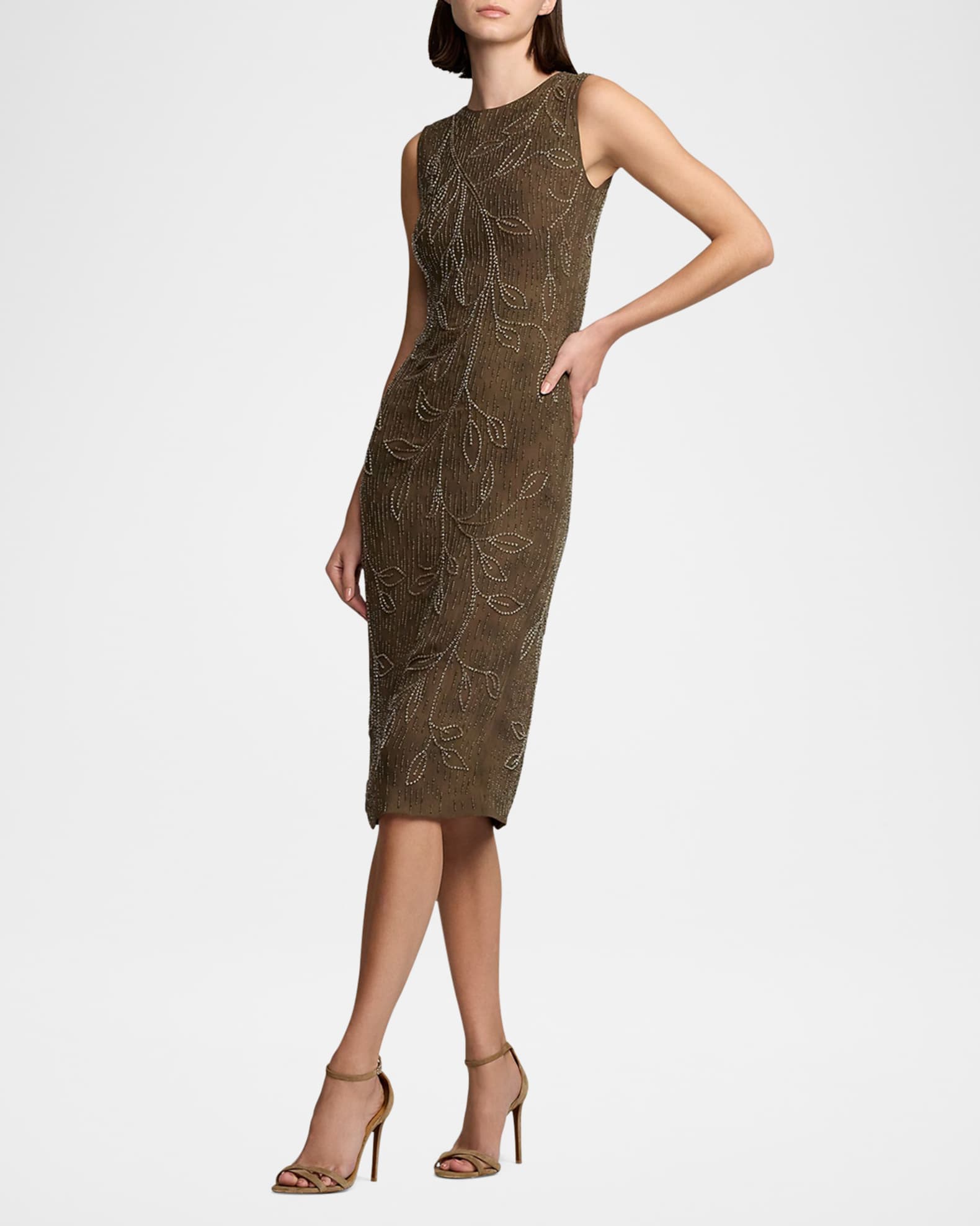 Ralph Lauren Collection Carroll Embellished Silk Cocktail Dress Neiman Marcus