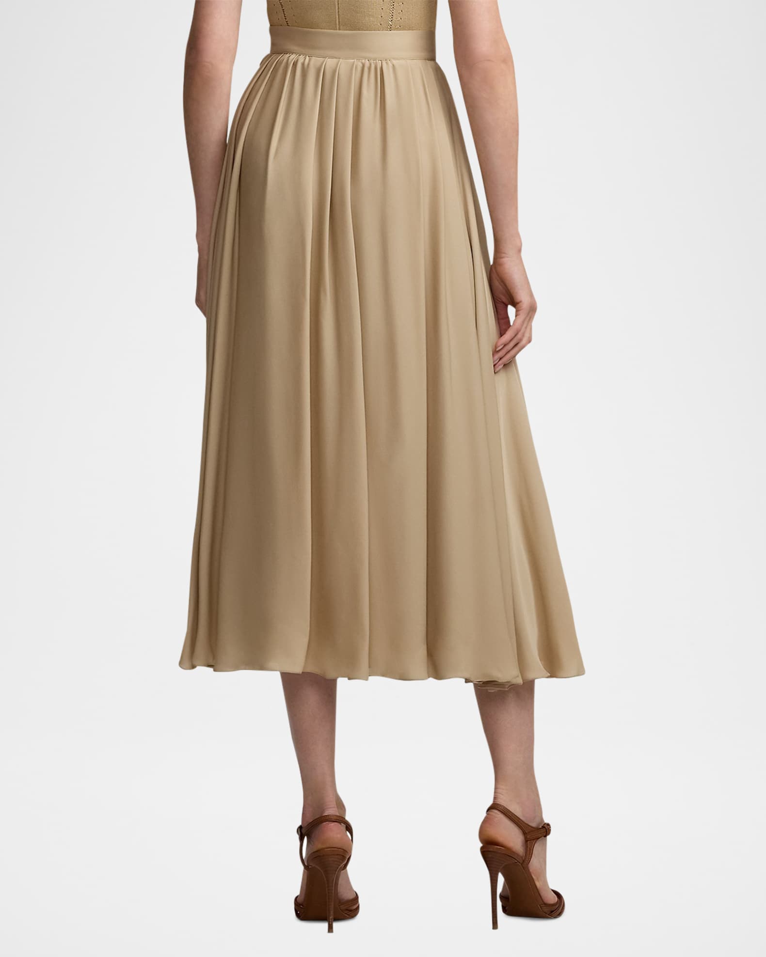 Ralph Lauren Collection Kynlee Pleated Silk Georgette Skirt