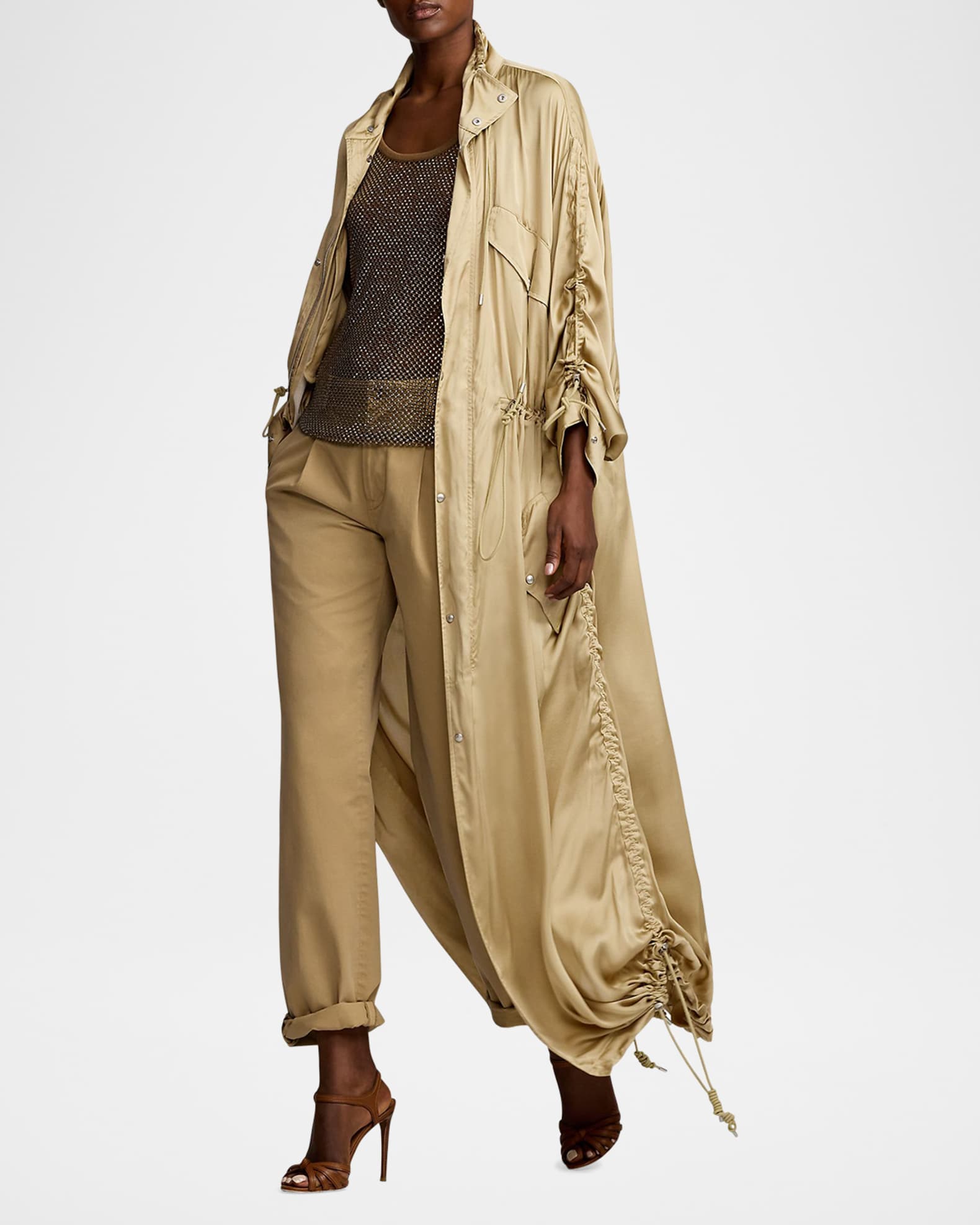 Amberly Silk Charmeuse Long Coat 1