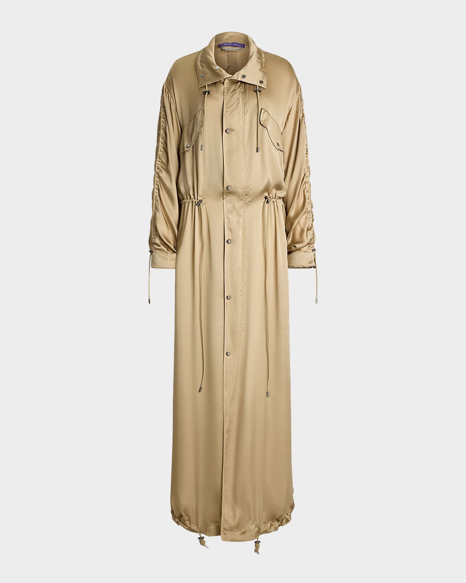 Amberly Silk Charmeuse Long Coat 0