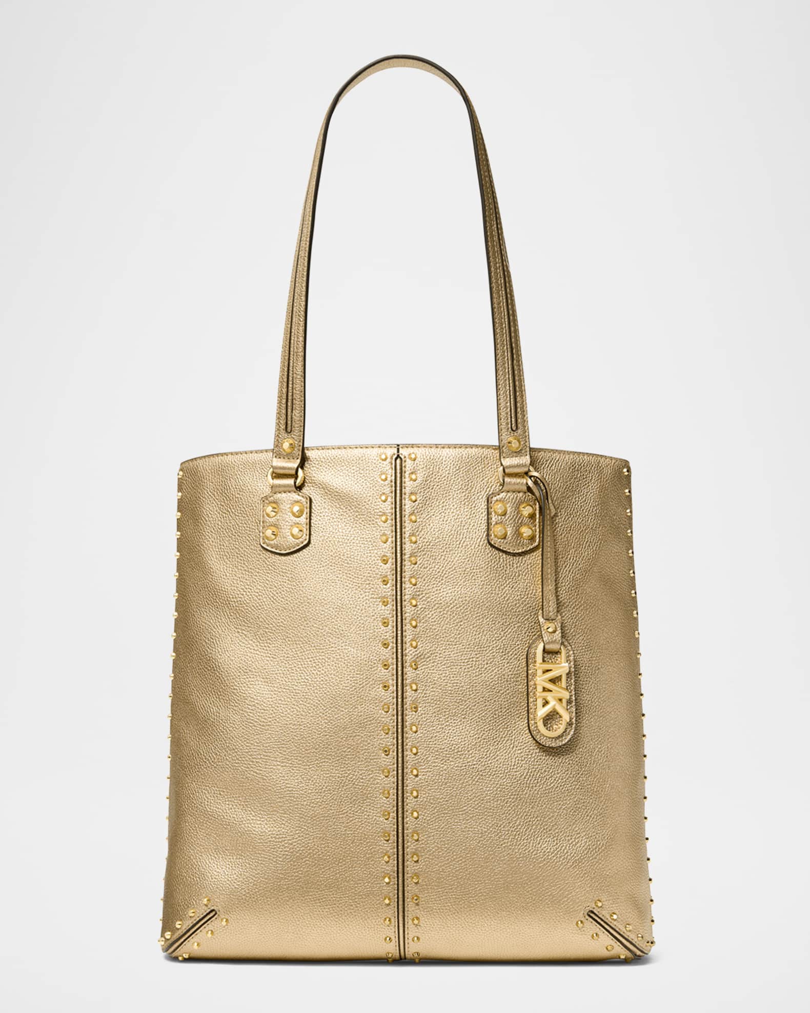 Large Metallic Leather North-South Tote Bag 0