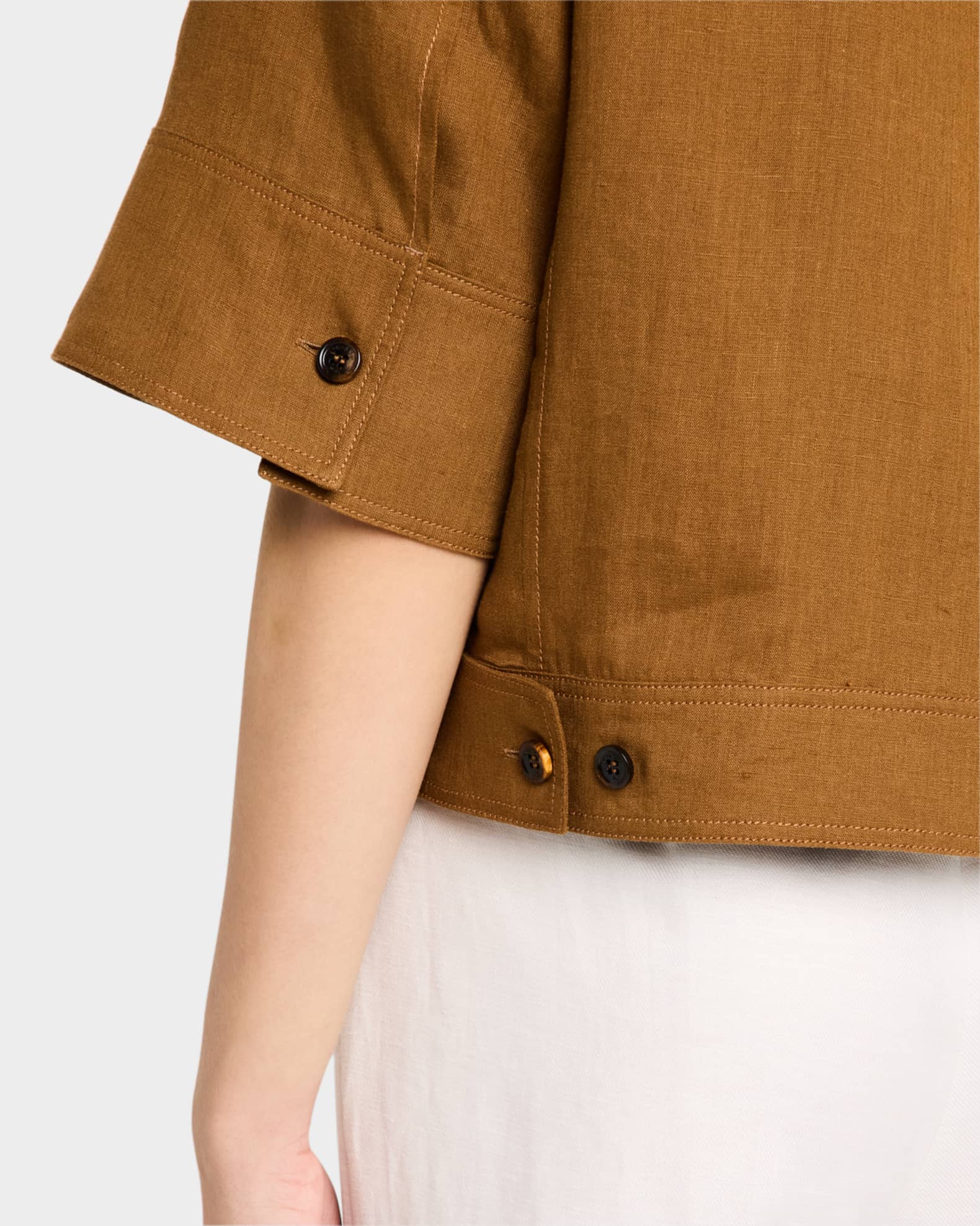 25SS new/Max Mara リト半袖シャツジャケット Jacket Brown Max Mara Rito Short-Sleeve Shirt Jacket | Neiman Marcus