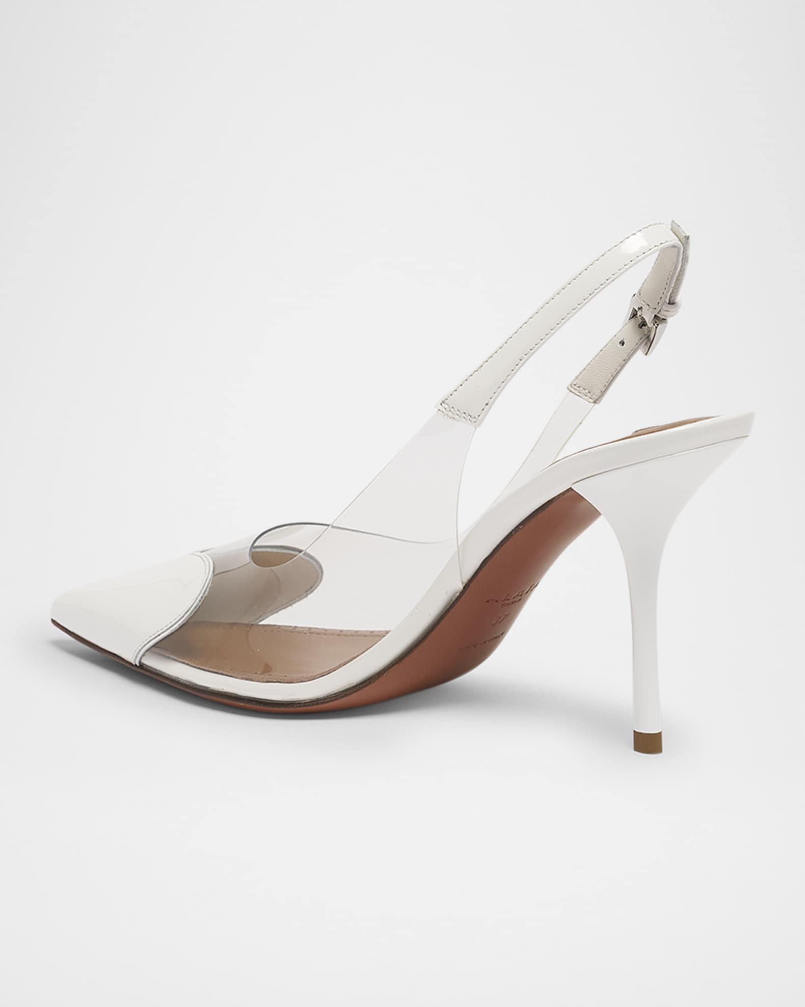 Clear Patent Heart-Toe Slingback Pumps