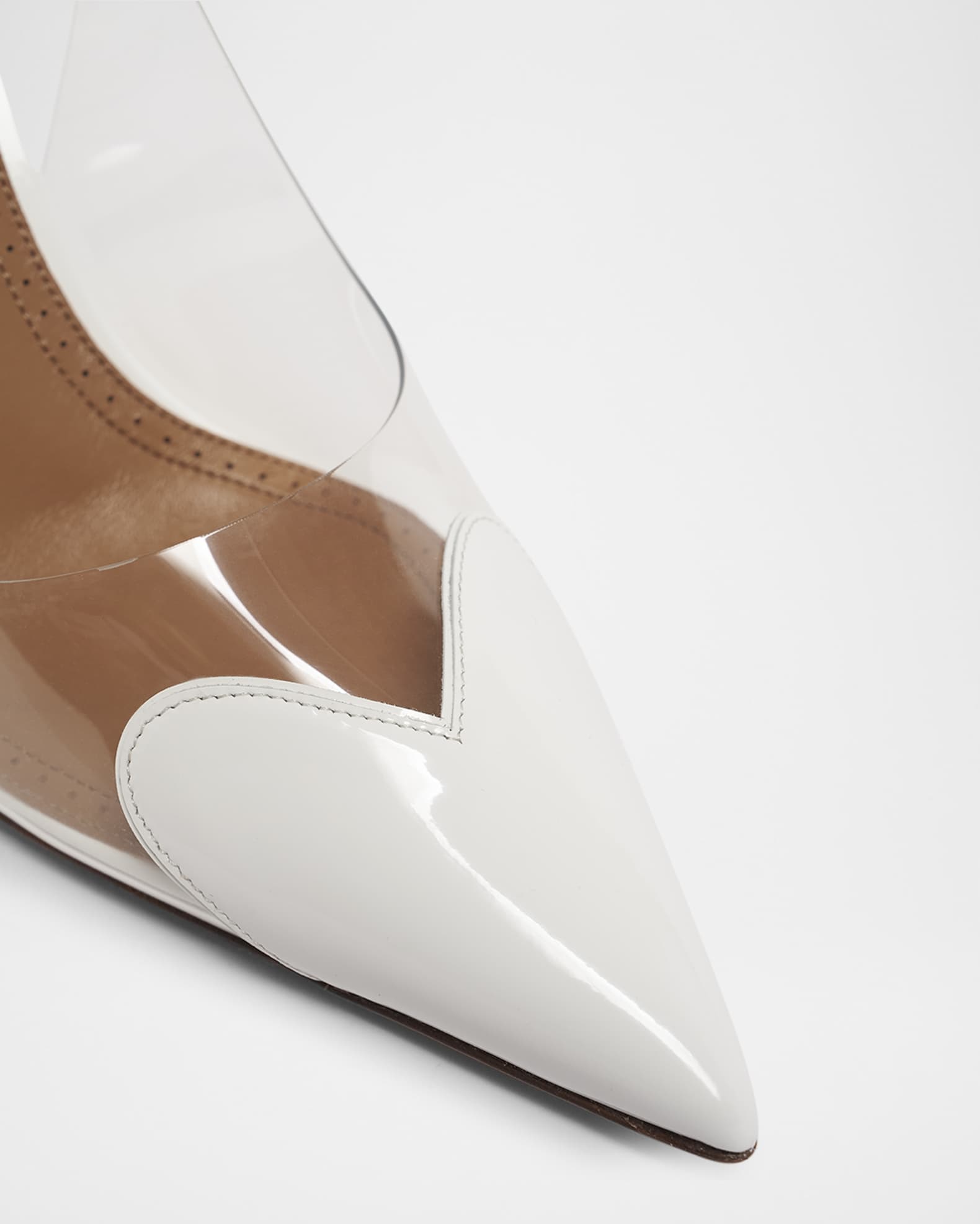 Clear Patent Heart-Toe Slingback Pumps