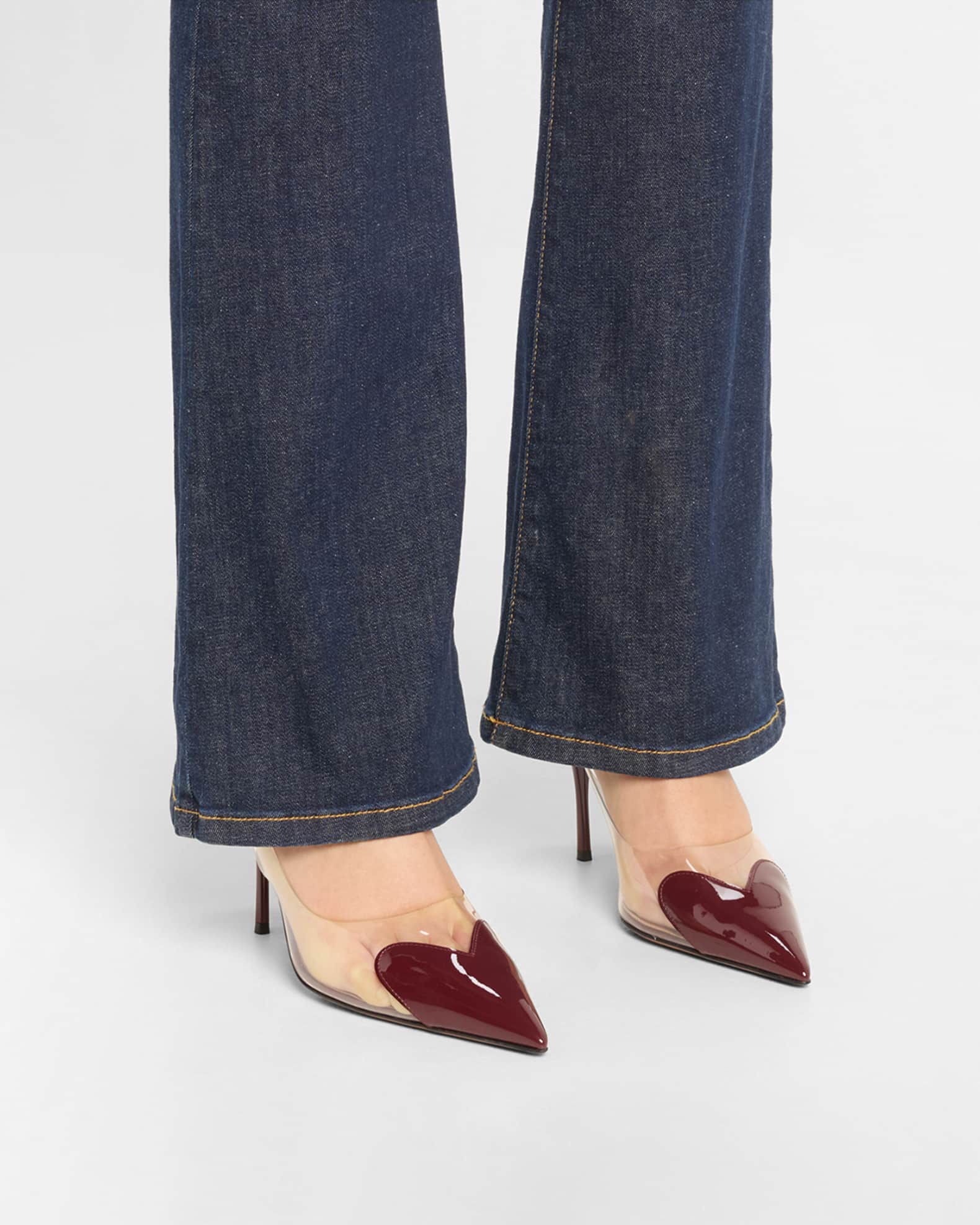 Coeur Clear Patent Heart-Toe Slingback Pumps 1