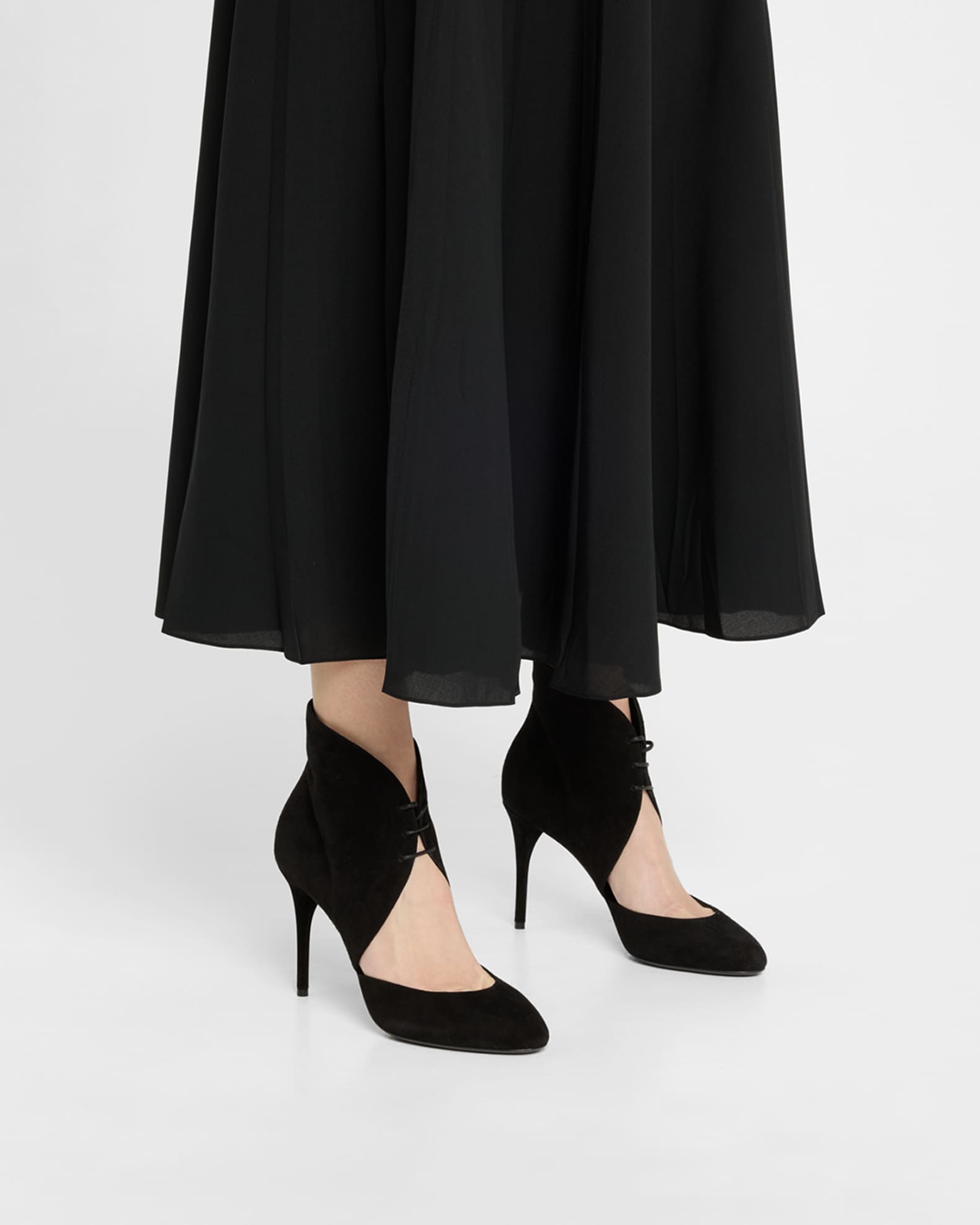 Suede Lace-Up Stiletto Pumps 1