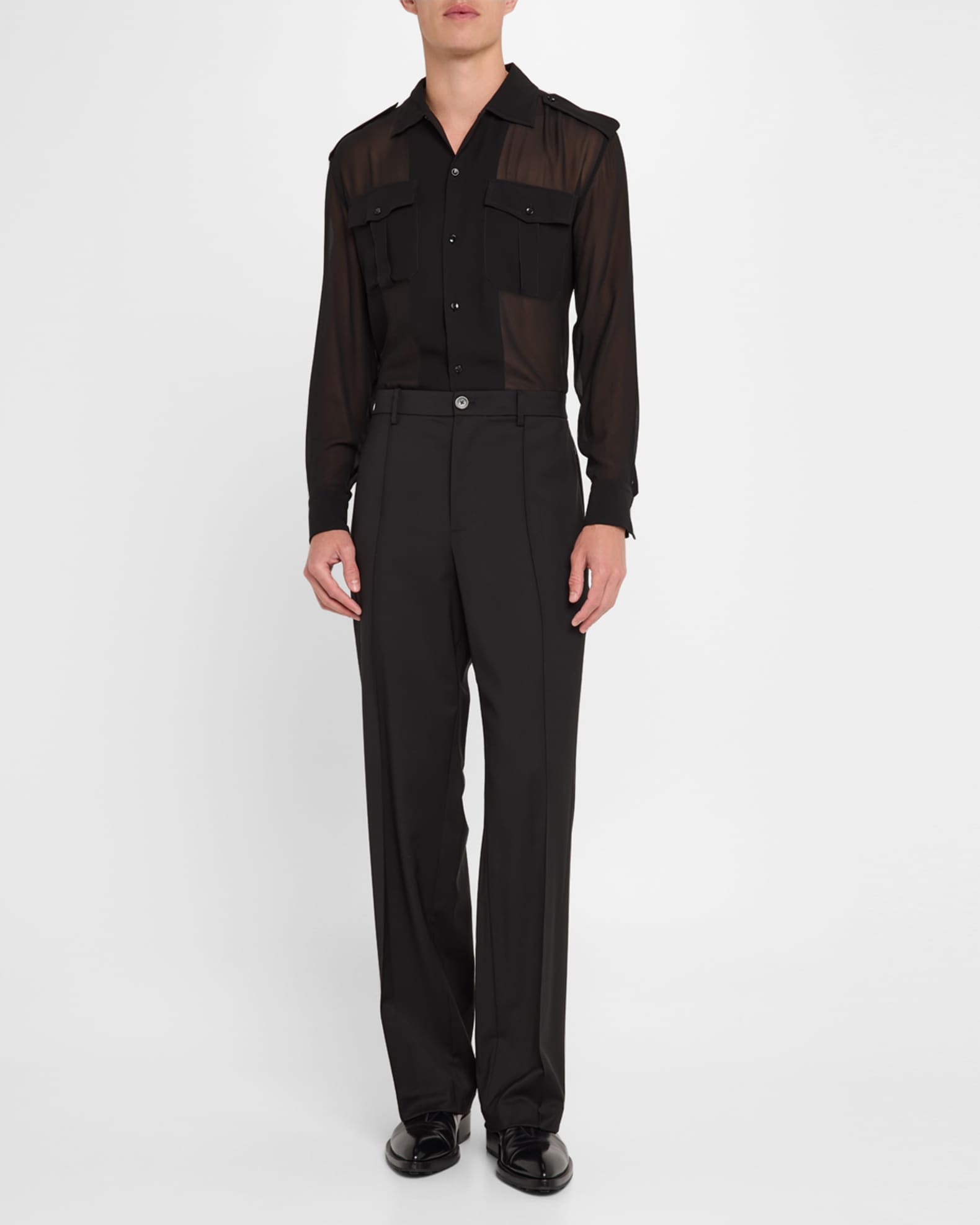 Men's Relaxed-Fit Pleated Suit Trousers 1