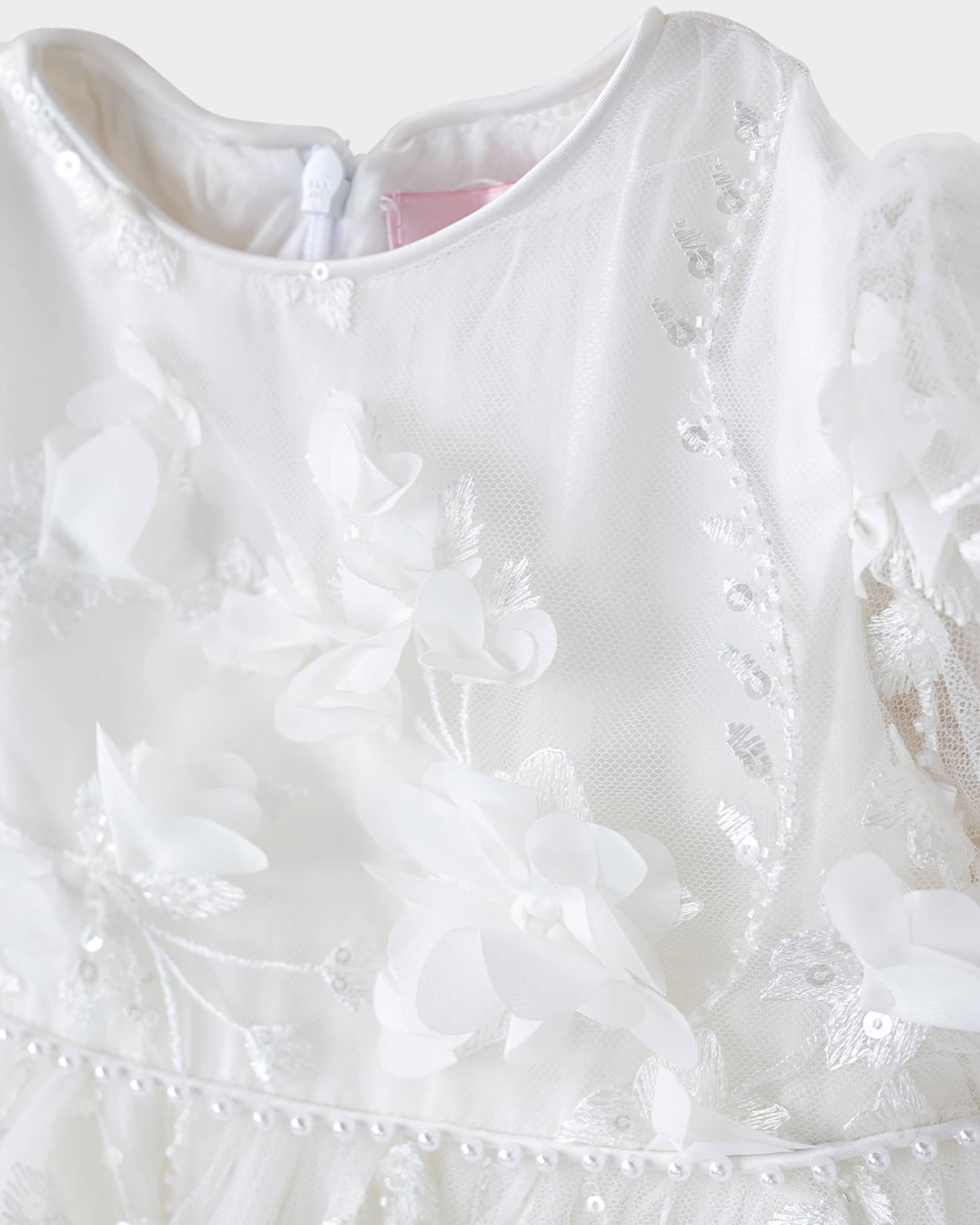 Girl's Poppy 3D Floral Christening Gown, Size 0-12M 1