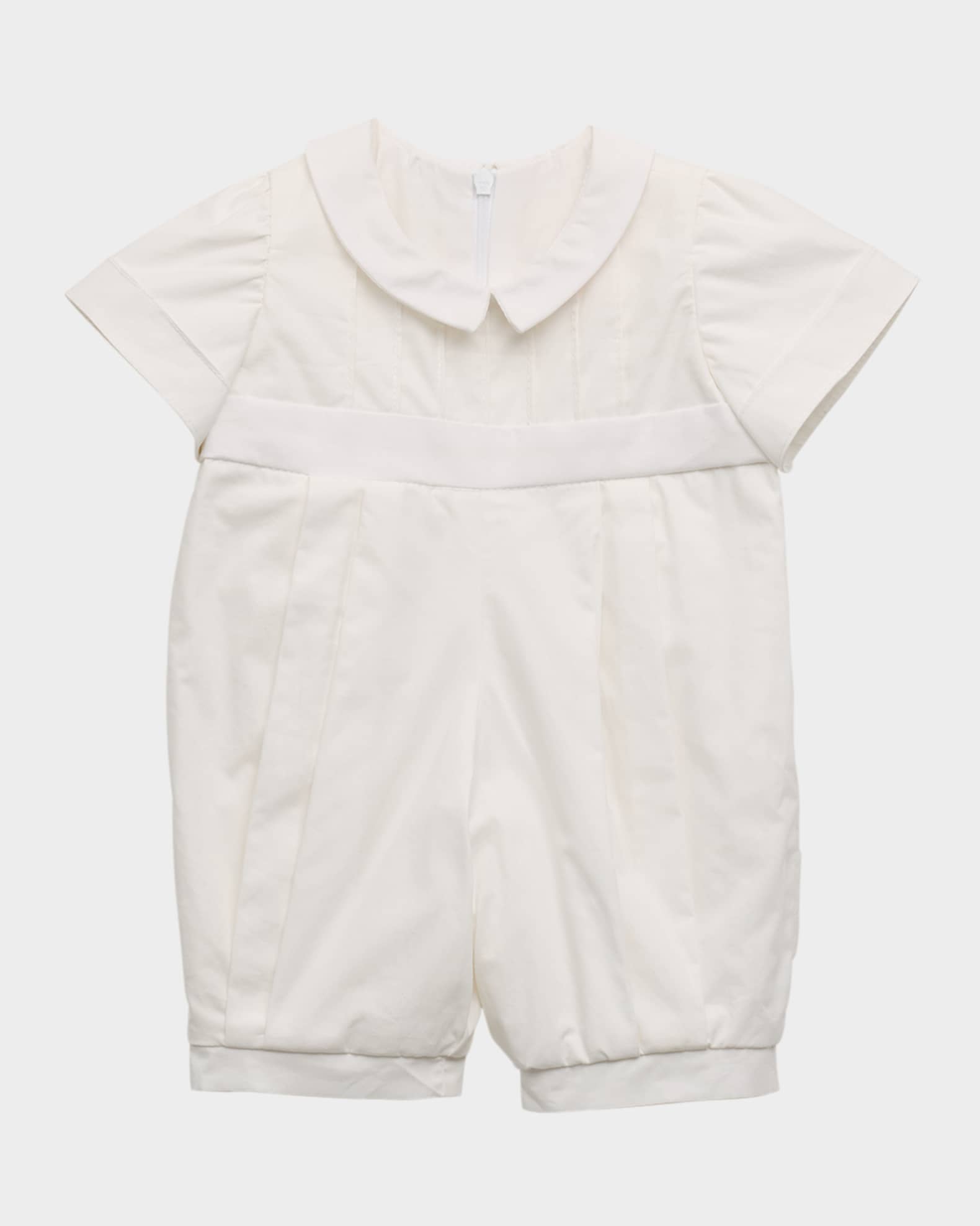 Boy's James Pleated Christening Romper, Size 0-9M 0