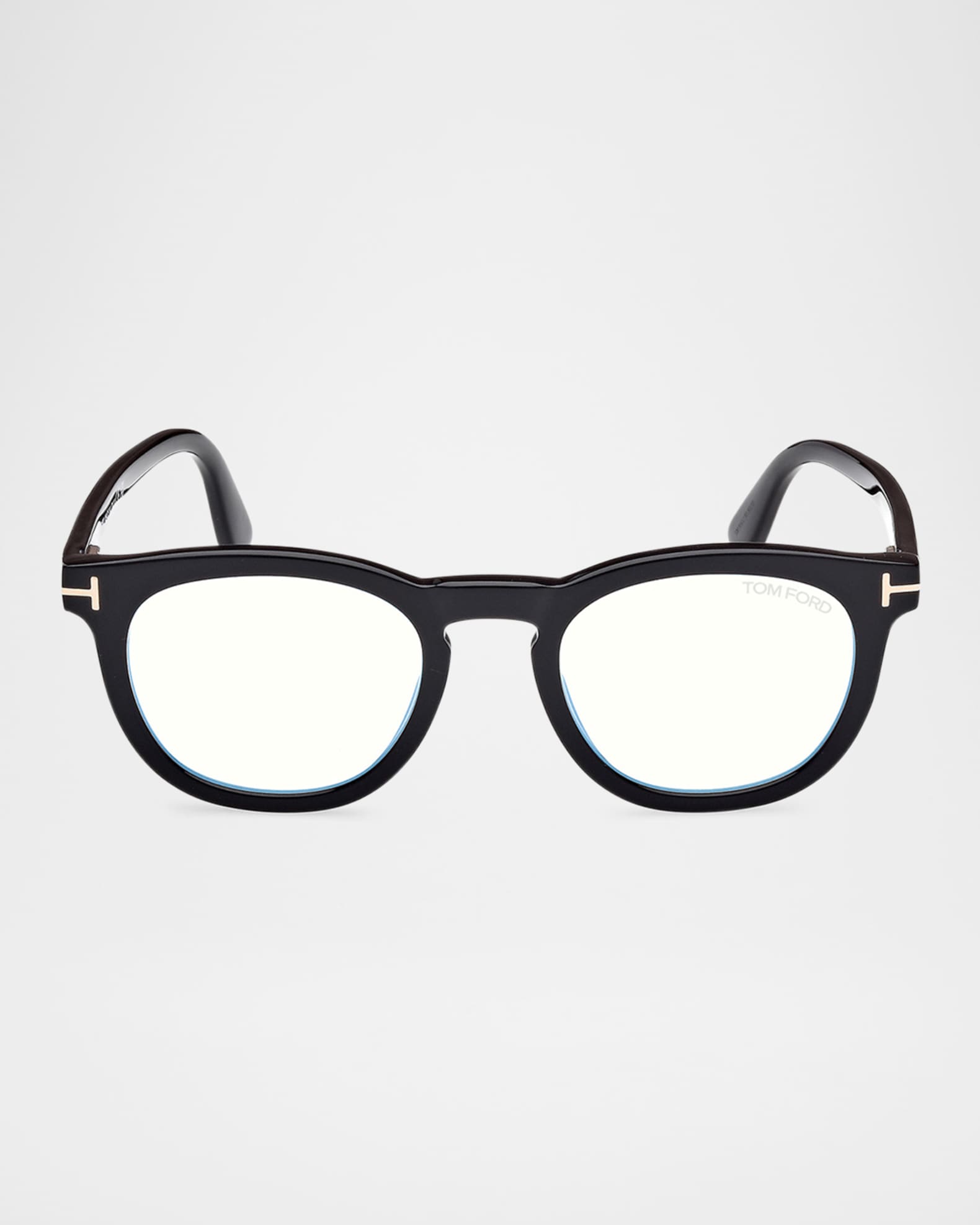 Men's FT5993-BM Round Blue-Block Optical Frames with Magnetic Sunglasses Clip 0