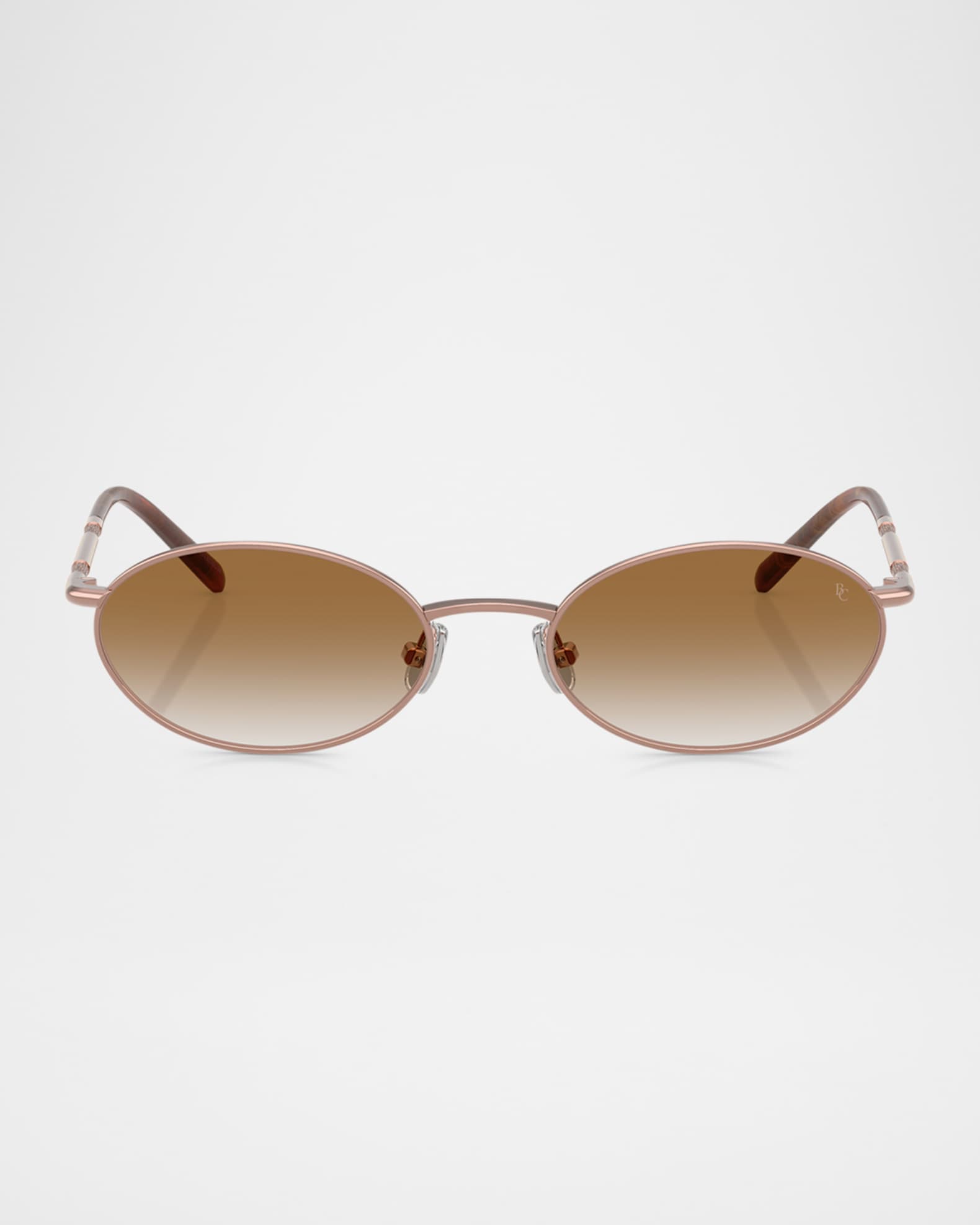Brunello Cucinelli BC2006ST Oval Titanium Sunglasses | Neiman Marcus