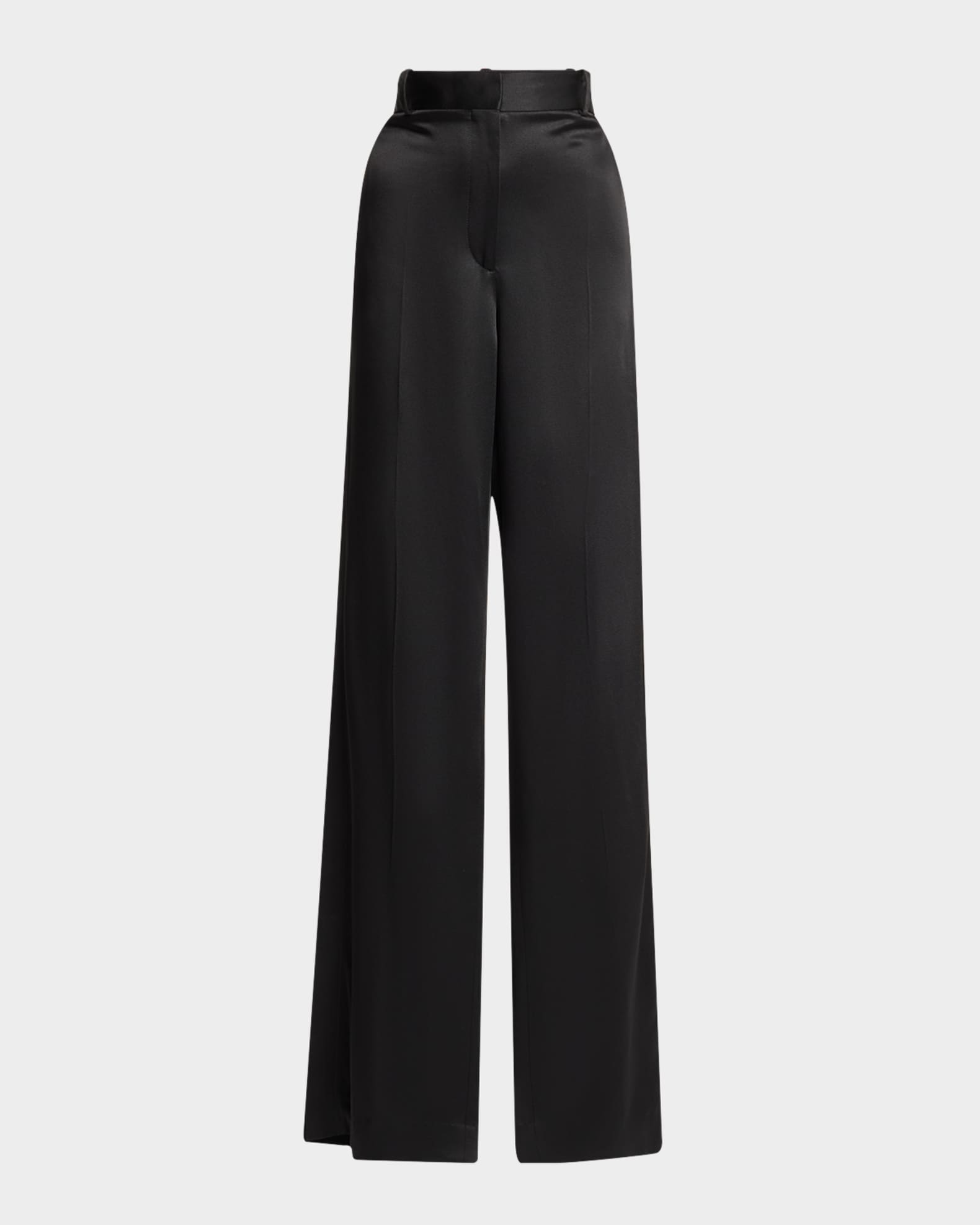 Slit Wide-Leg Satin Trousers 0