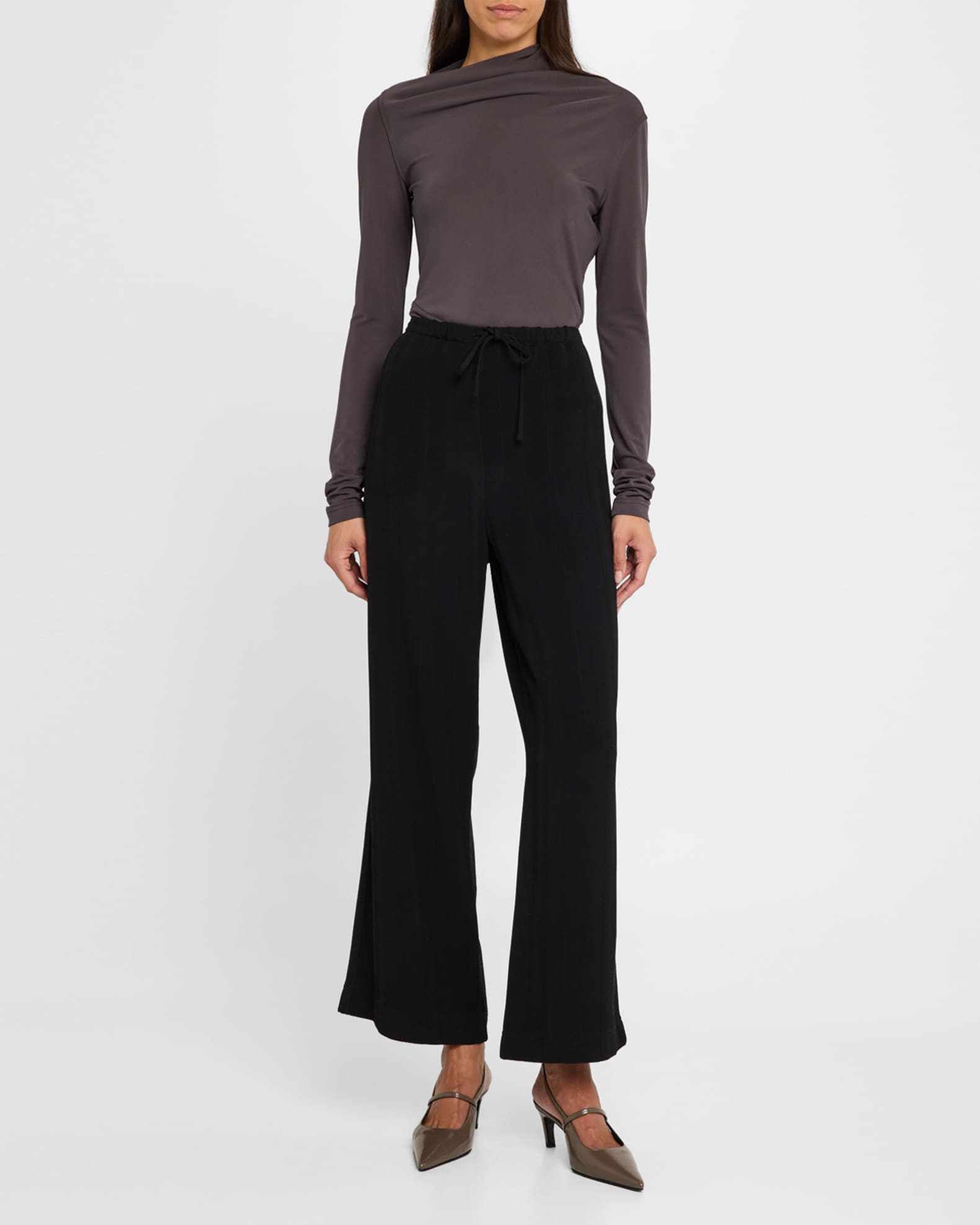 Toteme Draped Jersey Long-Sleeve Top | Neiman Marcus