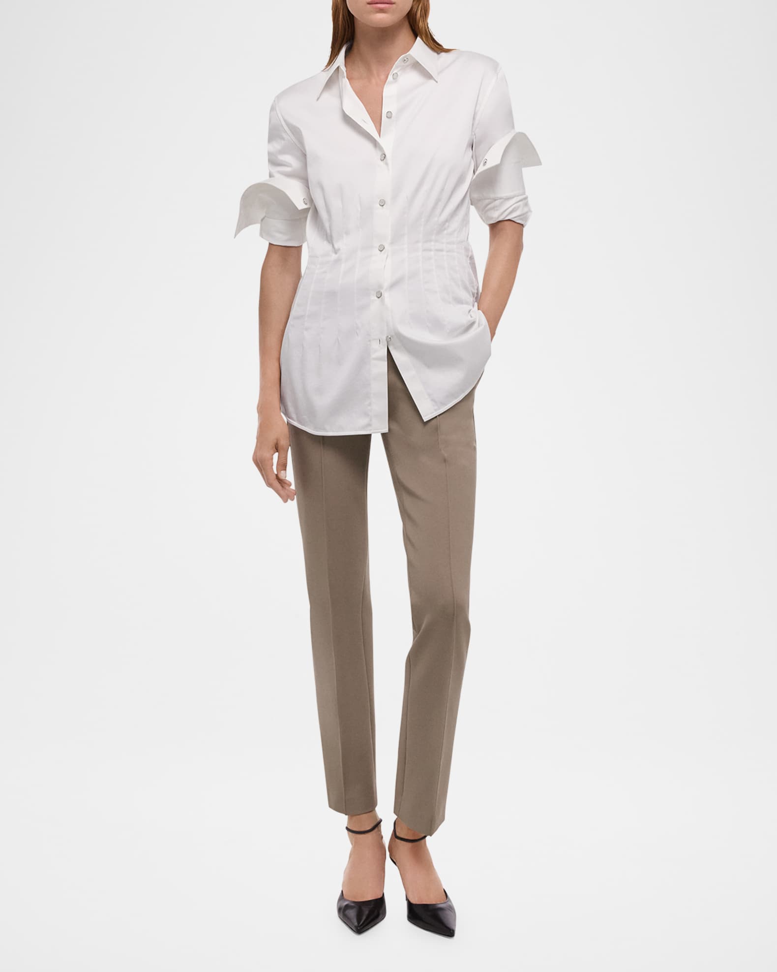 Darted Button-Front Shirt  1