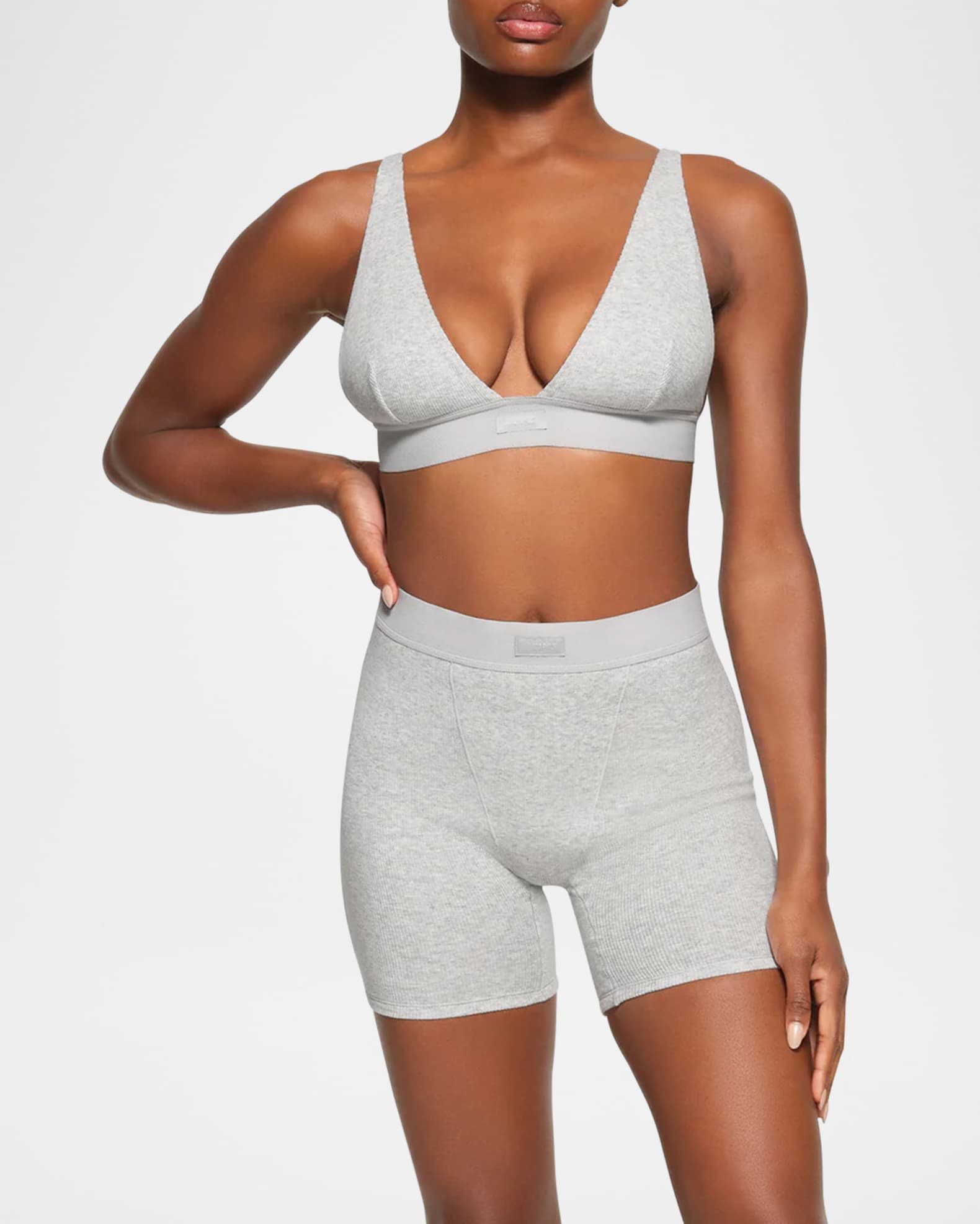 SKIMS Cotton Rib Logo Boxers | Neiman Marcus
