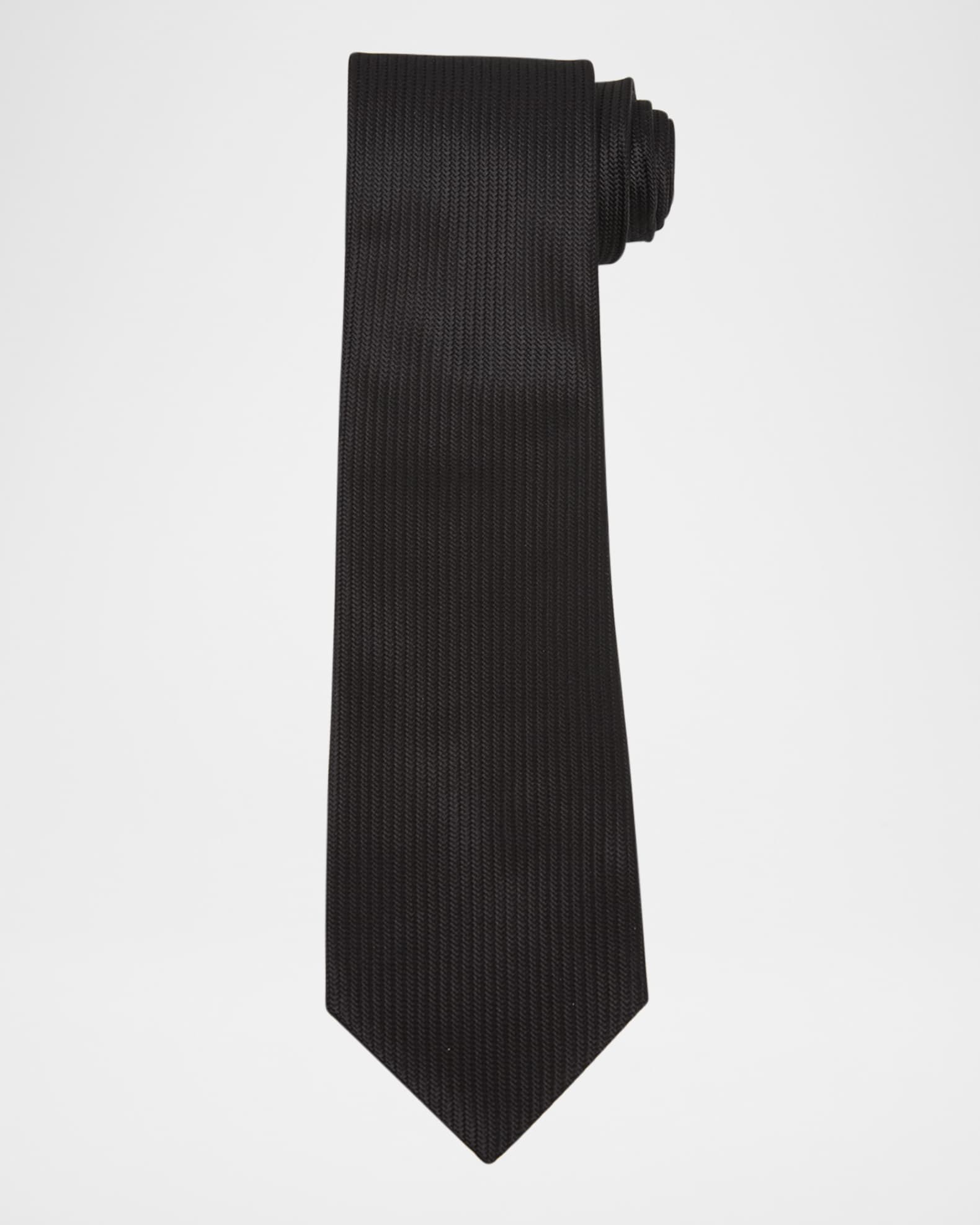 Men's Textured Mulberry Silk Tie 0