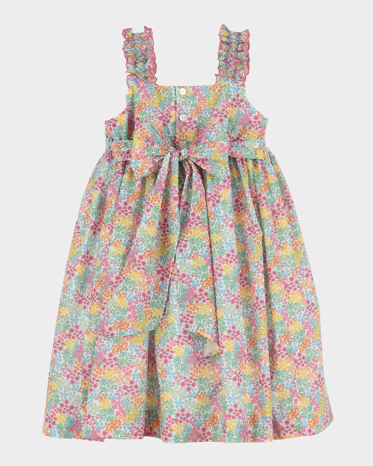 Girl's Floral-Print Jamboree Smocked Dress, Size 4-6X 1