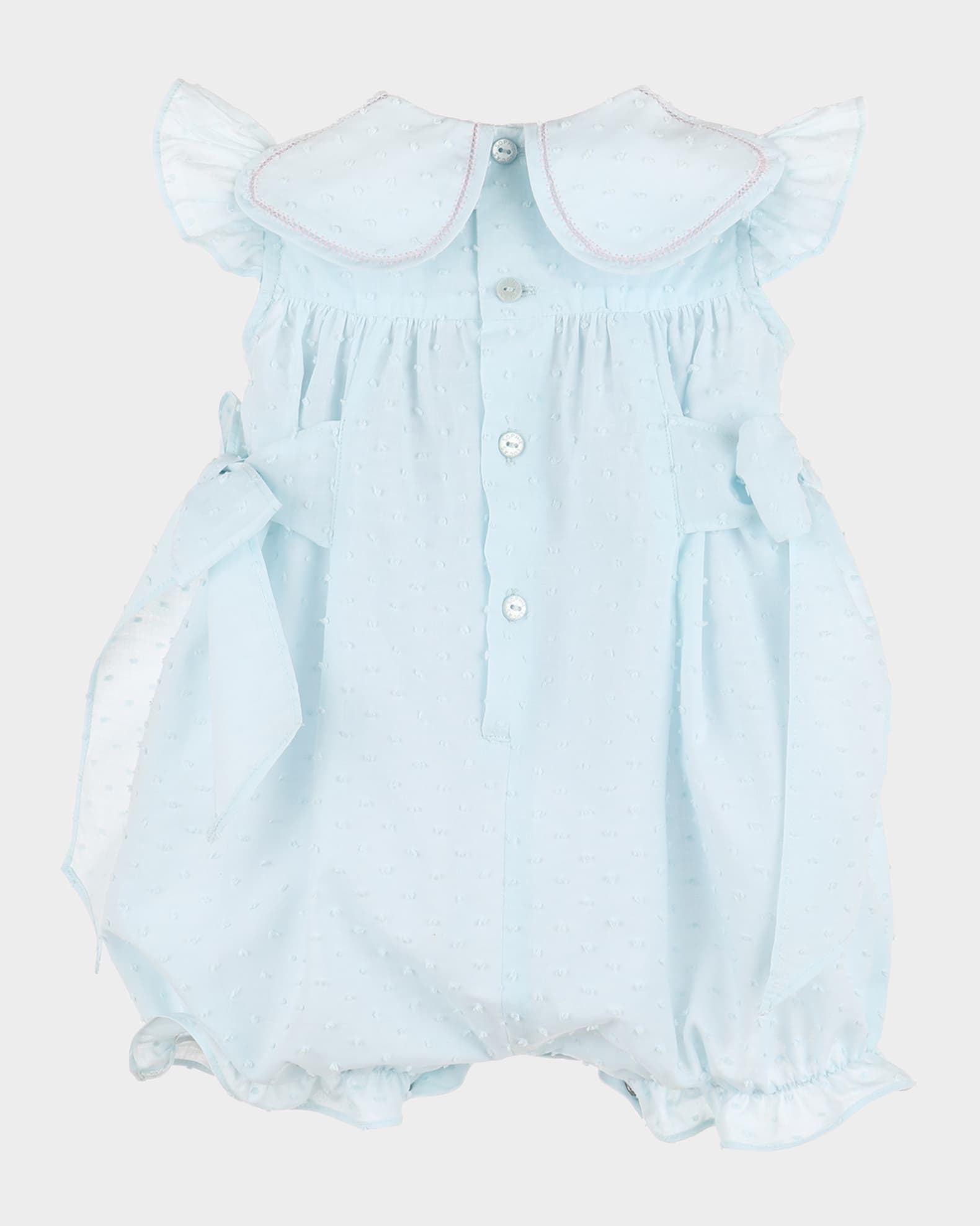 Girl's Swiss Dot Collared Bubble Romper, Size 6M-24M 1