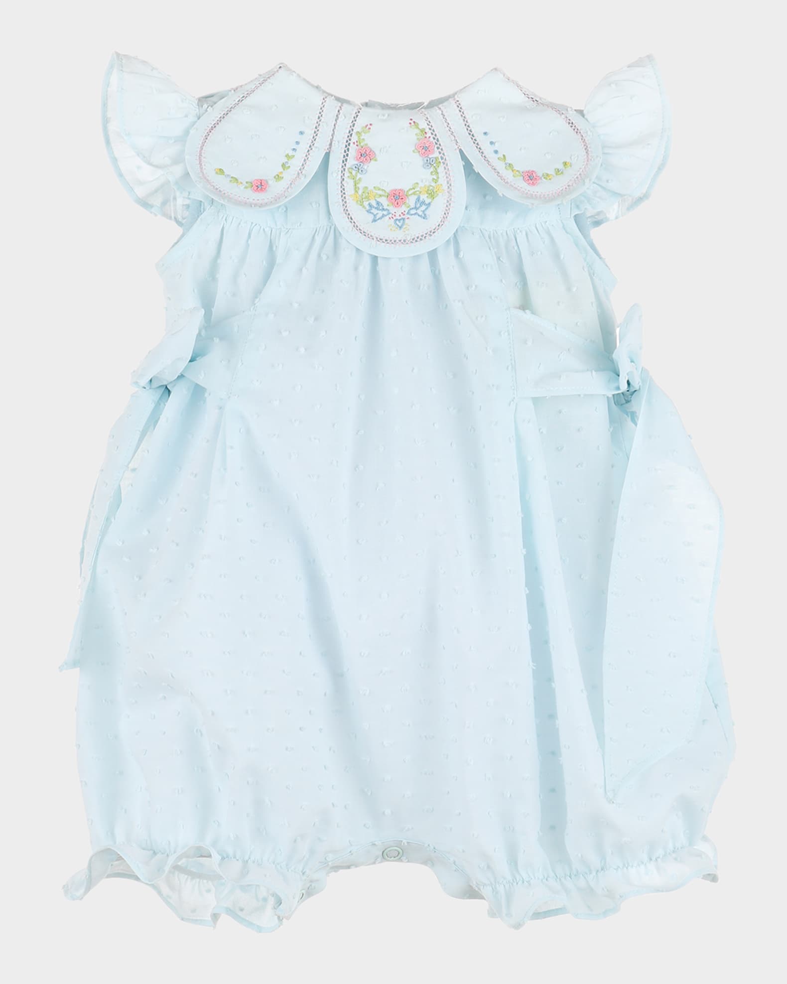 Girl's Swiss Dot Collared Bubble Romper, Size 6M-24M 0
