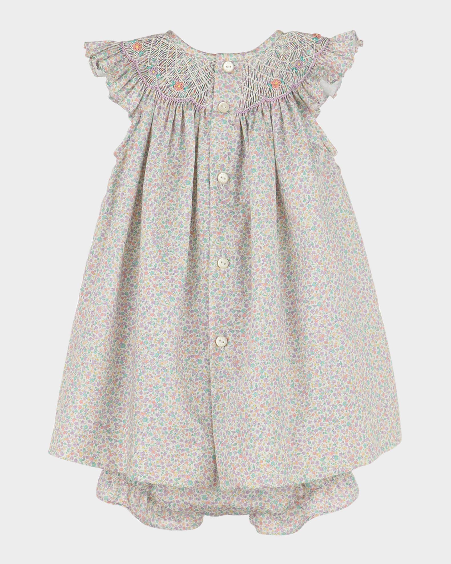 Girl's Floral-Print Smock Bishop Dress, Size 9M-24M 1