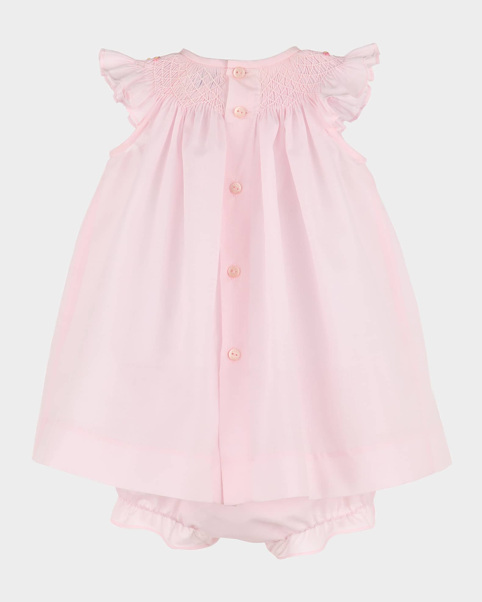 Girl's Classical Diamond Smock Bishop Dress, Size 12M-24M 1