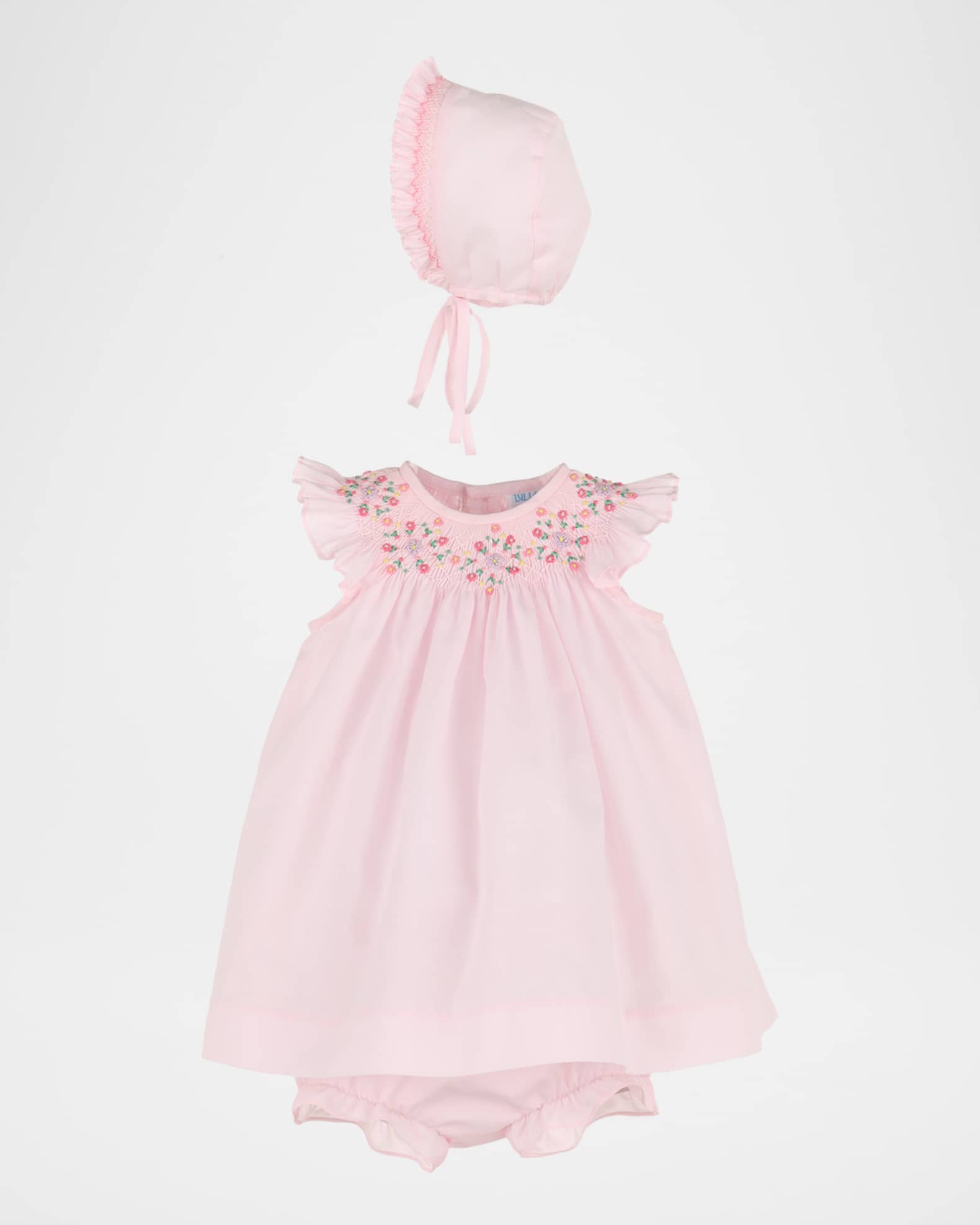Girl's Classical Diamond Smock Bishop Dress, Size 12M-24M 0