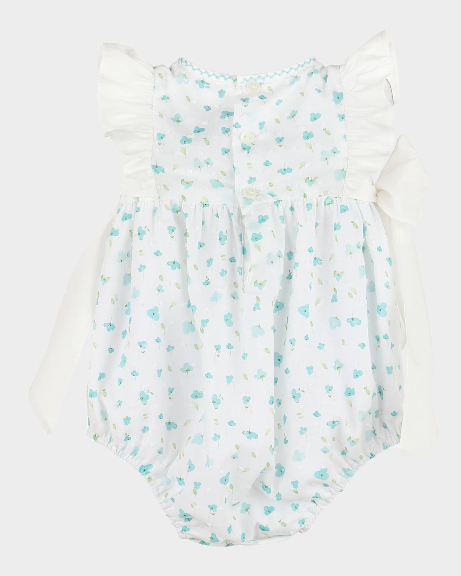 Azure Bubble Romper W/ Bows, Size 6M-24M 1