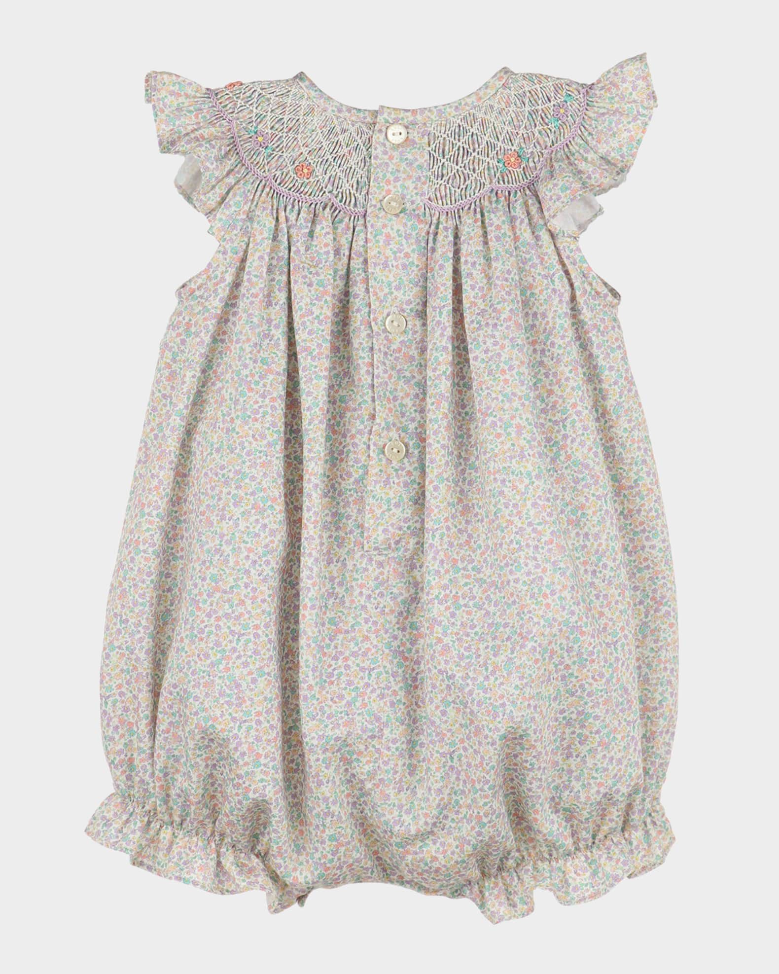 Girl's Floral-Print Smock Bubble Romper, Size 3M-12M 1