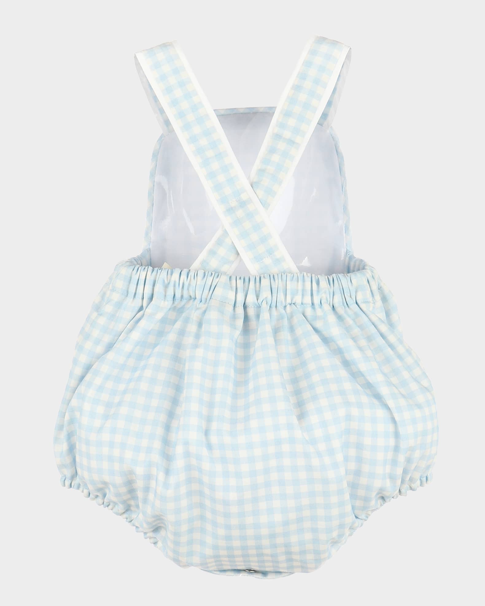 Boy's Vintage Gingham-Print Overalls, Size 6M-18M 1