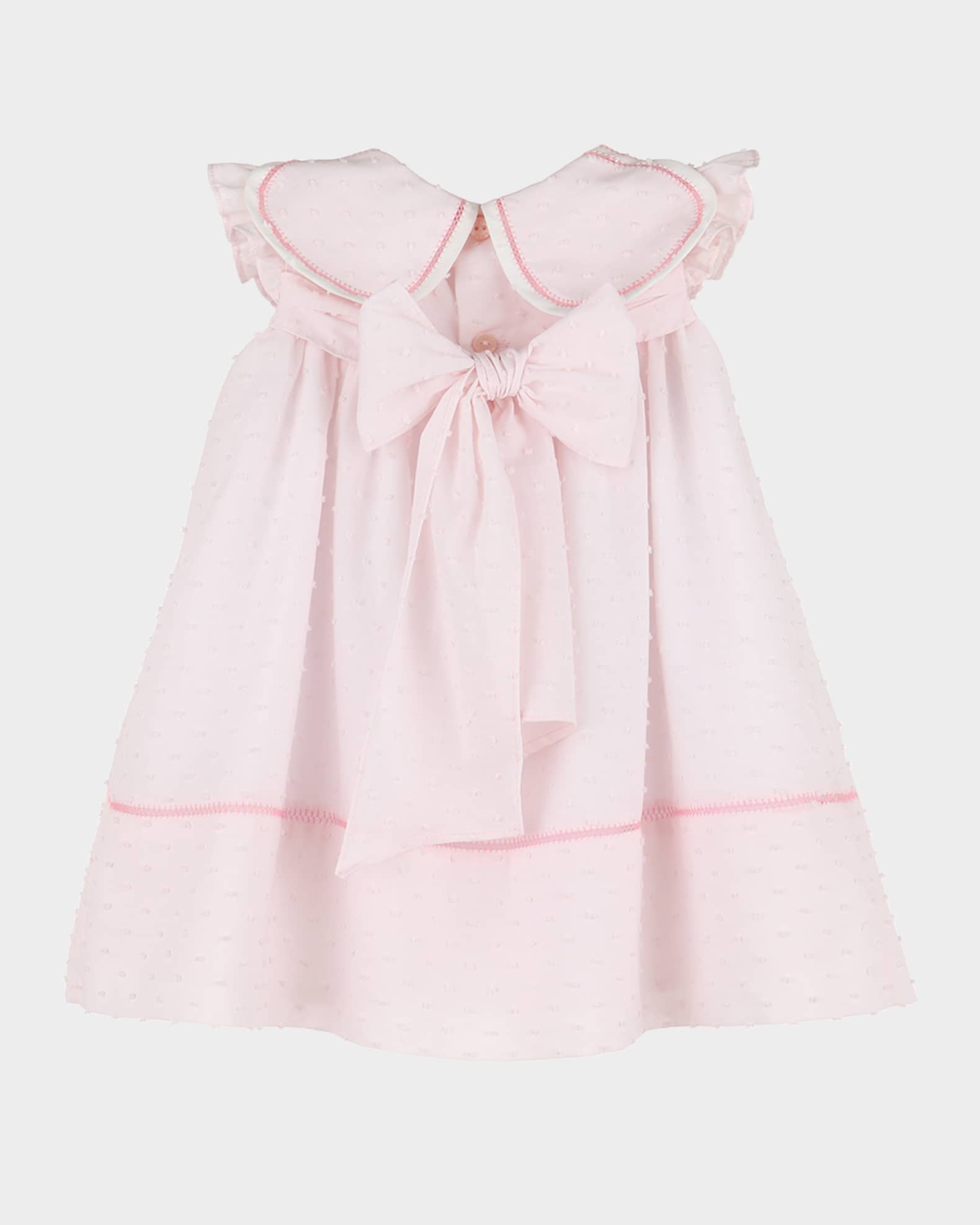 Girl's Swiss Dot Petal Collar Dress, Size 6M-24M 1