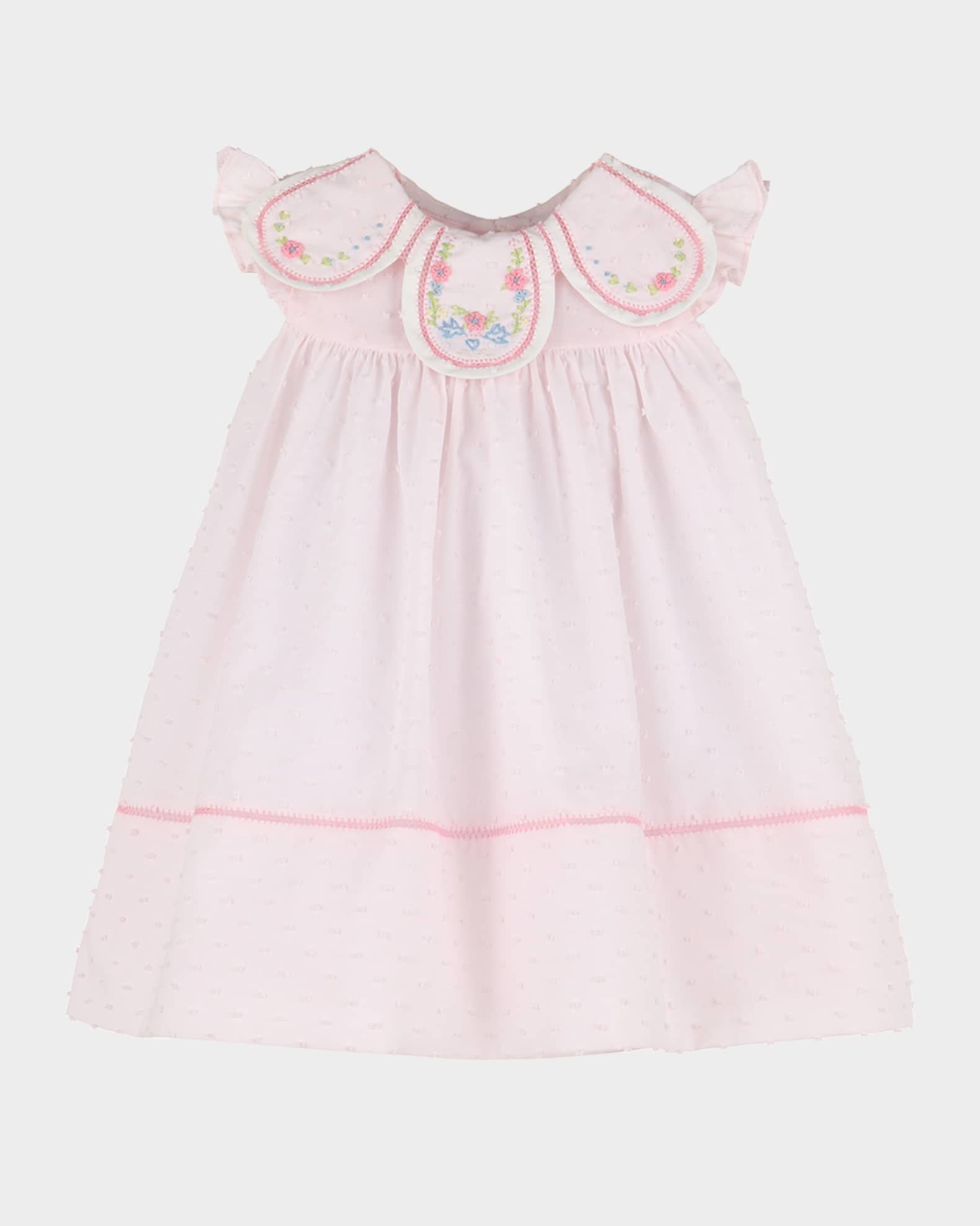 Girl's Swiss Dot Petal Collar Dress, Size 6M-24M 0