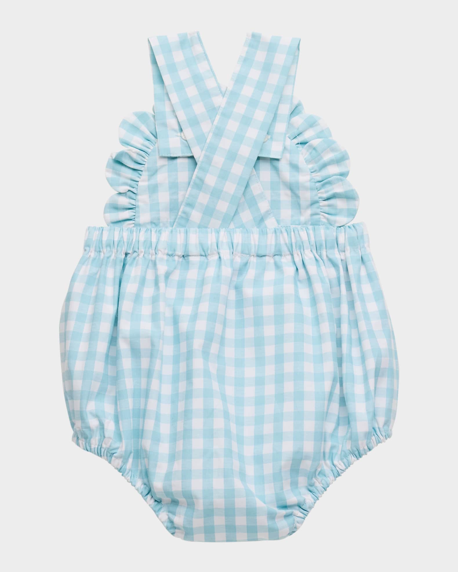 Girl's Ruffle Gingham-Print Bubble Romper, Size 6M-18M 1
