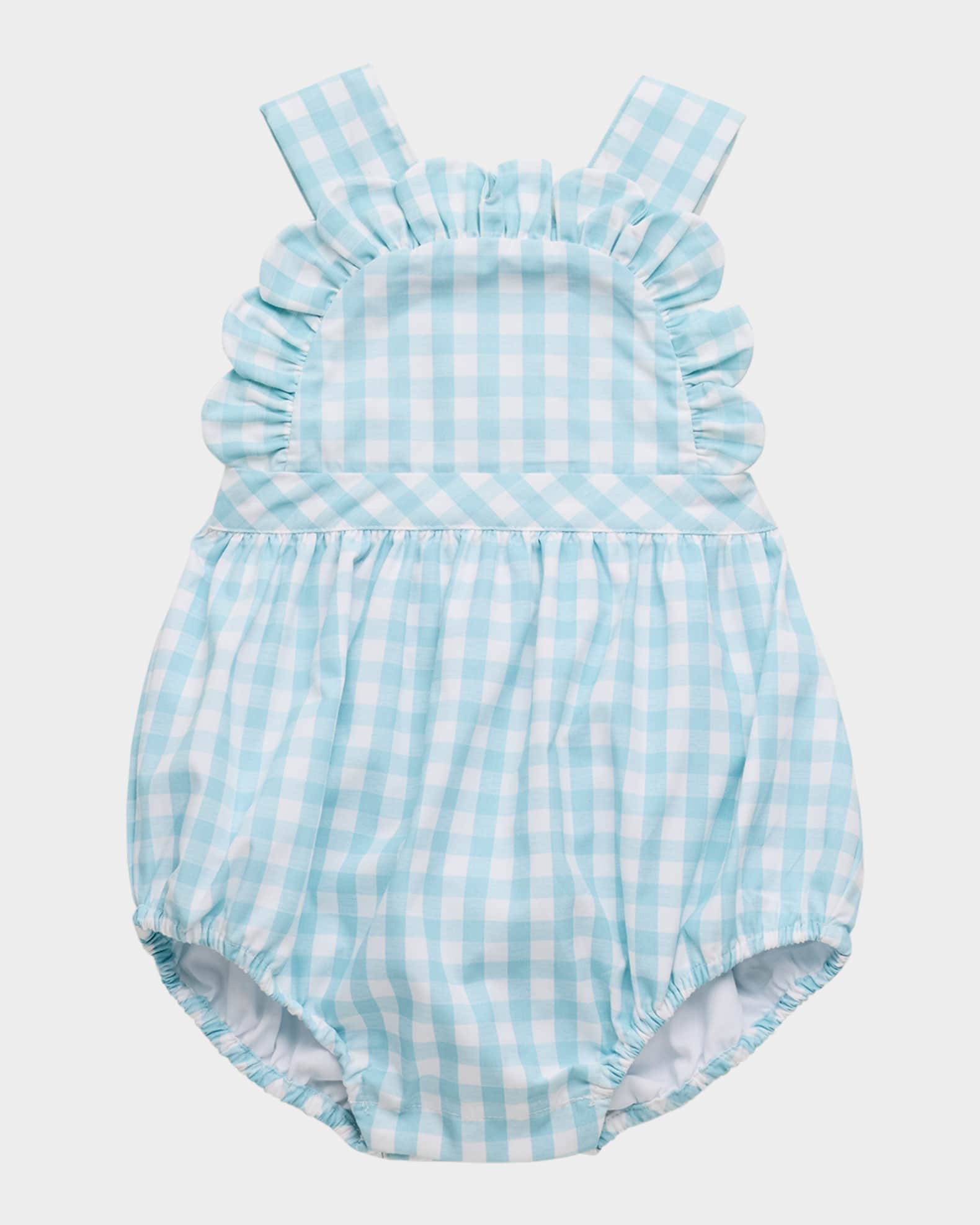 Girl's Ruffle Gingham-Print Bubble Romper, Size 6M-18M 0