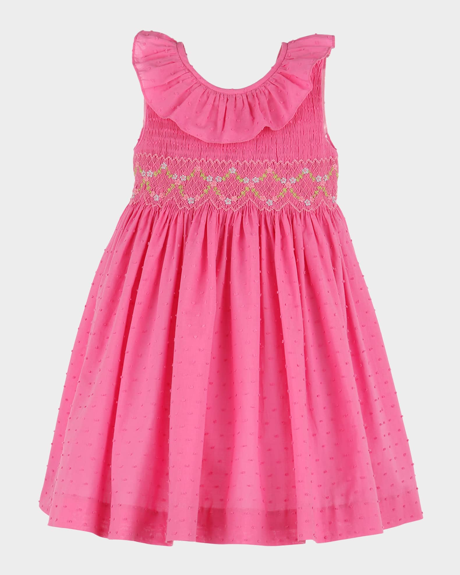 Girl's Swiss Dot Smocked Dress, Size 4T-5 0