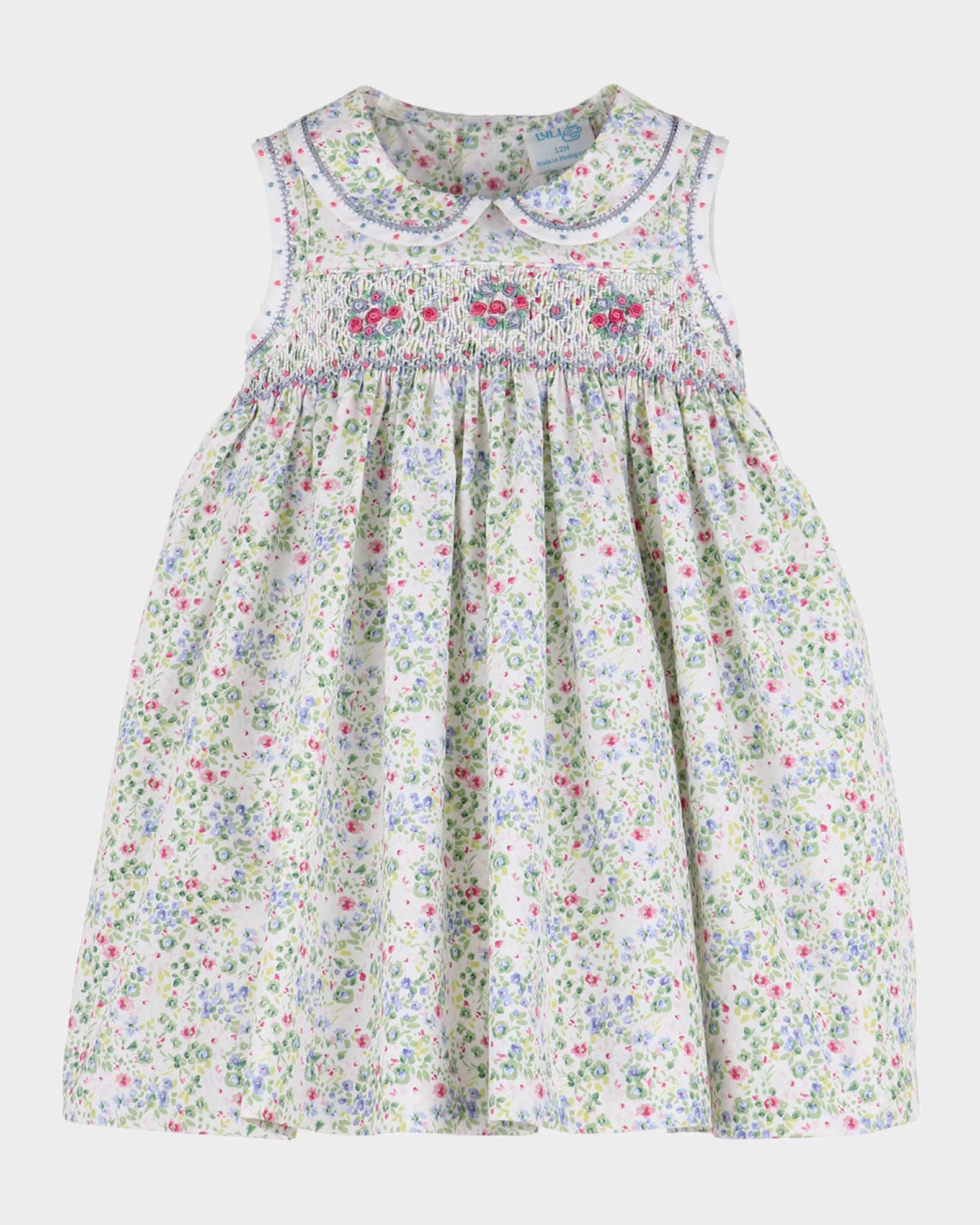 Girl's Berry Bouquet Smocked Dress, Size 6M-3 0