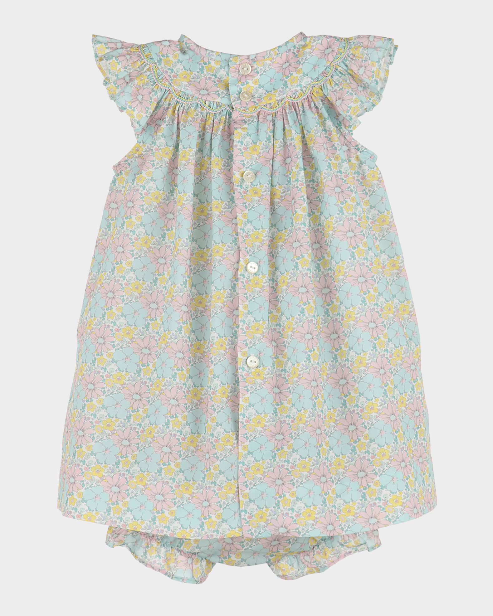 Girl's Floral Festival Smock Bishop Dress, Size 3M-12M 1